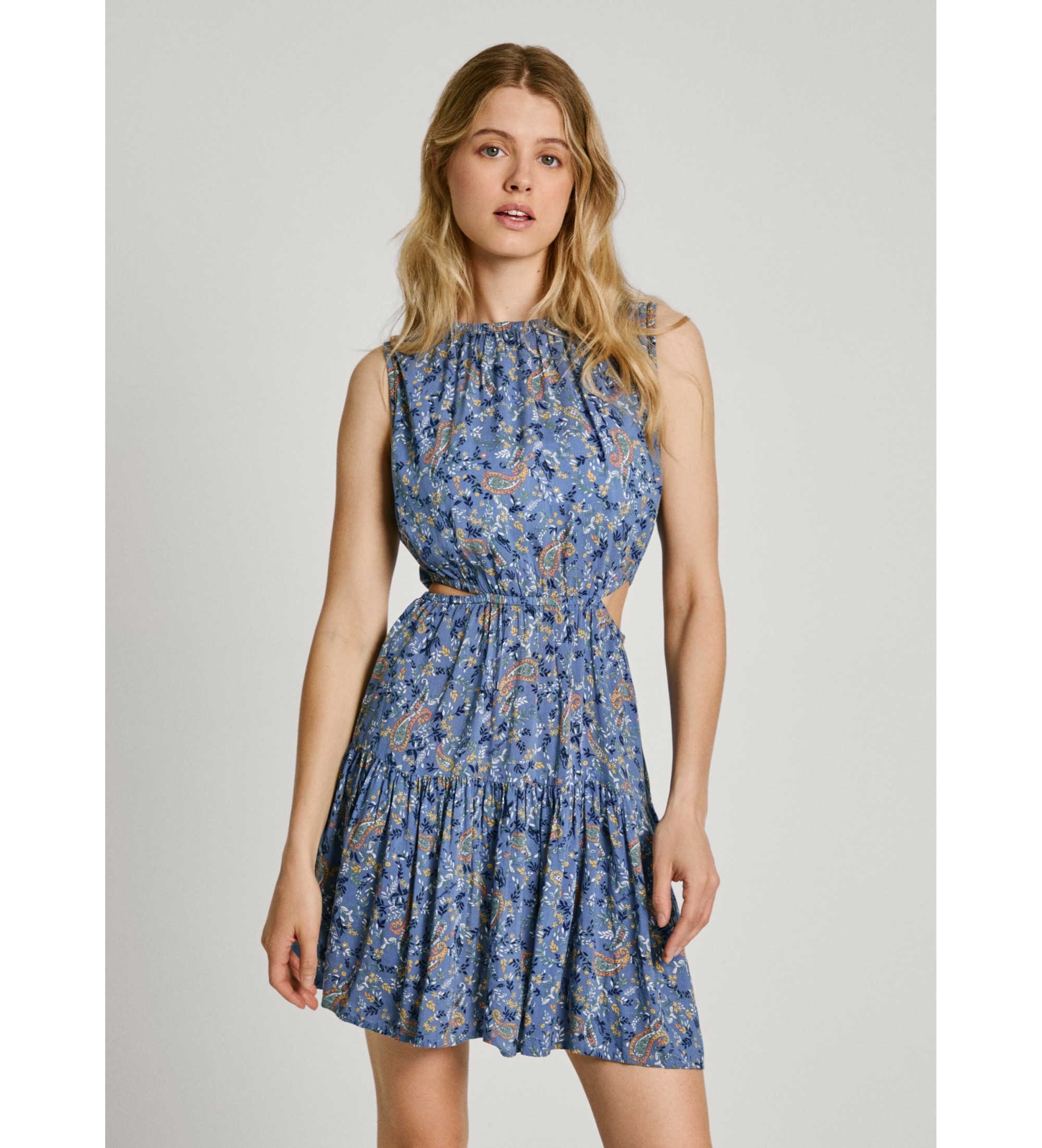 Pepe Jeans für Damen. PL953562 Mindy Kleid blau (L), Lässig, Modal, Ärmellos / Hosenträger