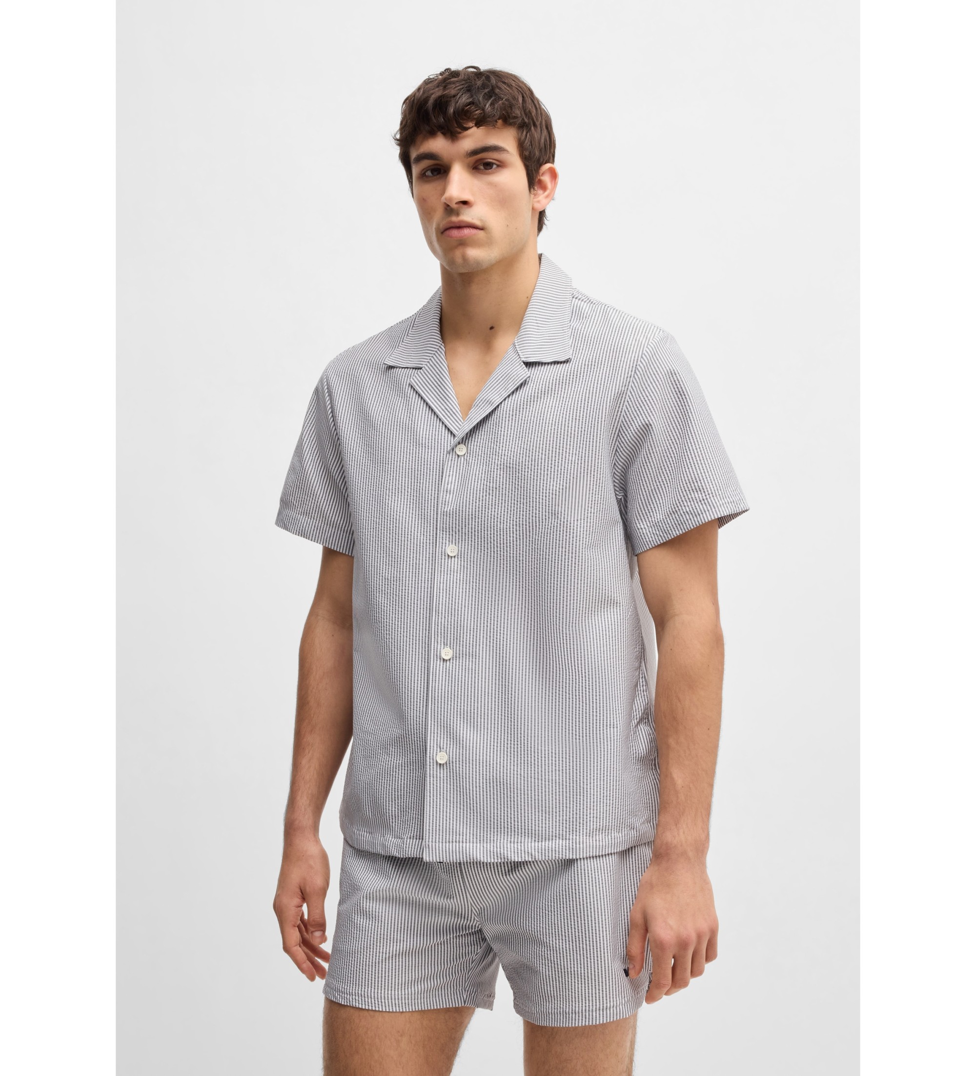 BOSS für Herren. 50540037 Regular Fit Hemd aus navy sirsaka Stoff (XXL), Lässig, Kurzarm, Nachhaltig, Marine, Recycelte Baumwolle