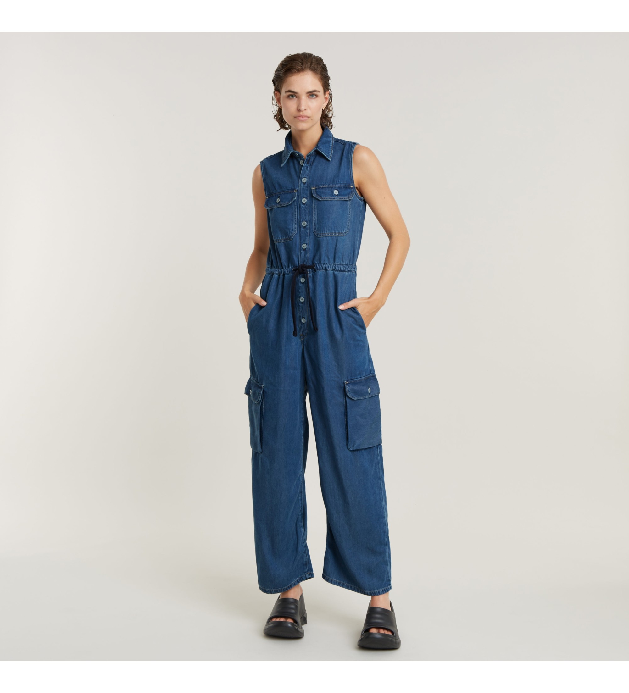 G-Star für Damen. D24397-D548-G645 Overall Soft Utility blau (M), Lässig, Ärmellos / Hosenträger, Lyocell