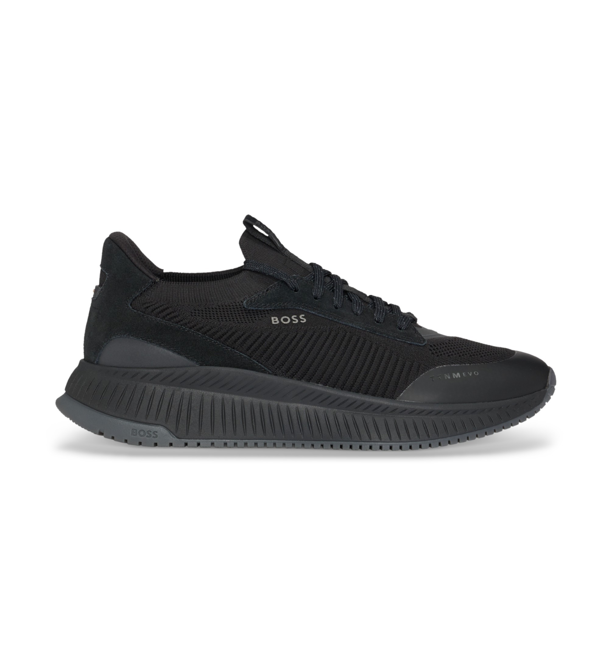 BOSS für Herren. 50523113 TTNM EVO Sneakers mit gestricktem Oberteil Schwarz (44), Wohnung, Schnürsenkel, Lässig