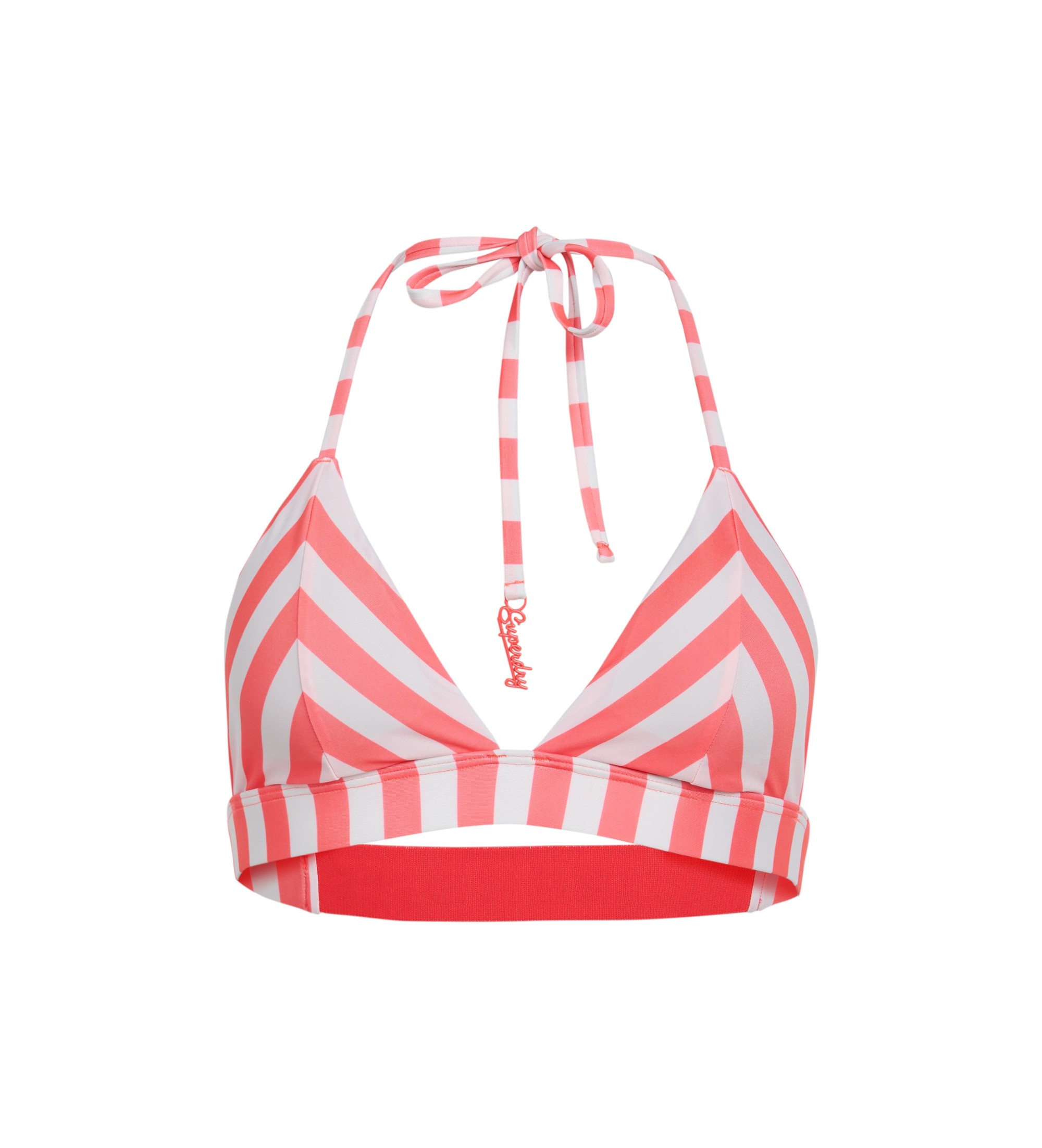 Superdry für Damen. W3010395A Triangel-Bikinioberteil mit rosa Streifen (XS), Strandbekleidung, Recyceltes Polyester, Nachhaltig
