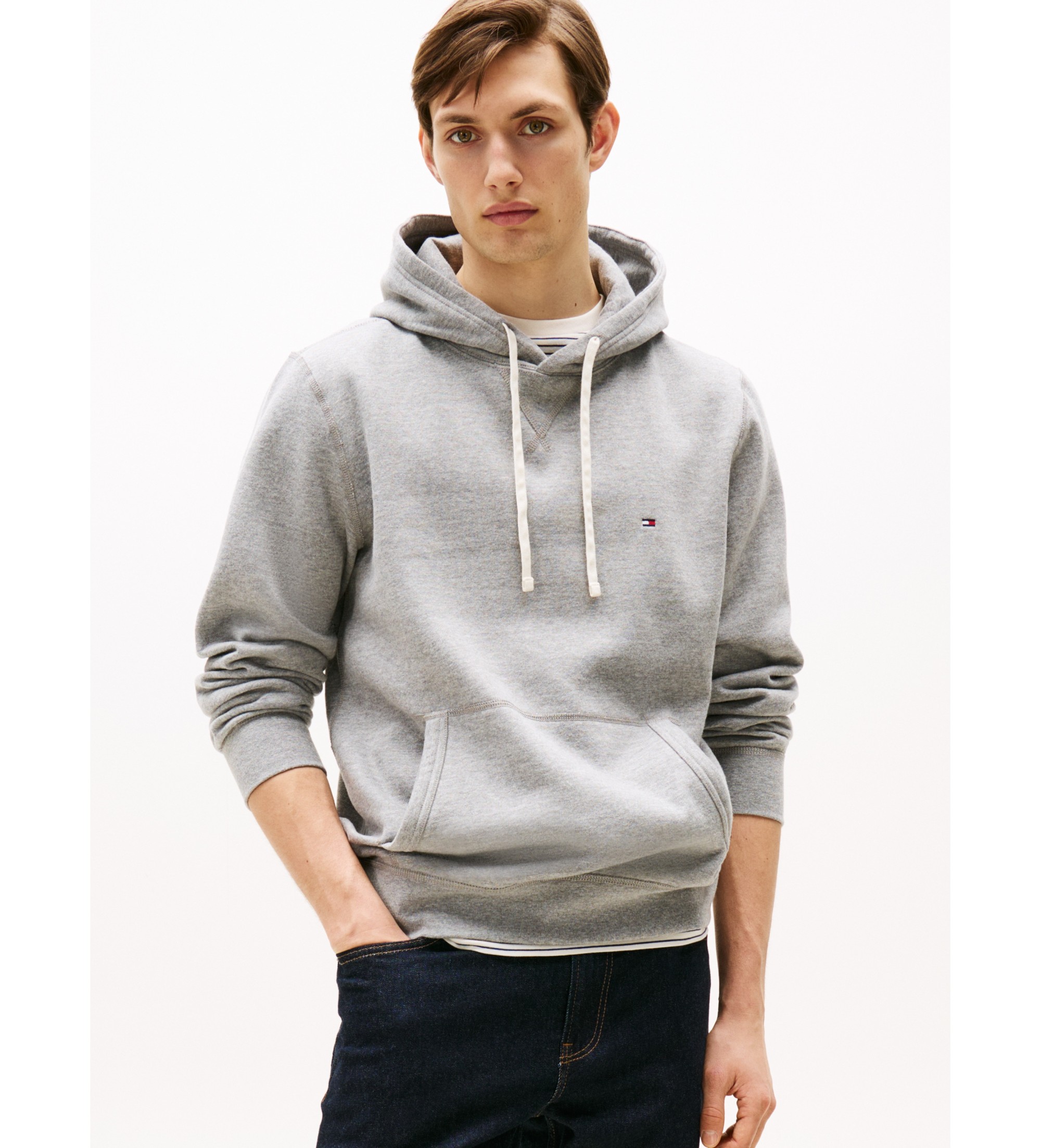 Tommy Hilfiger für Herren. MW0MW37230 Essential Fleece Hoodie grau (XXL), Lässig, Polyester, Kurzarm