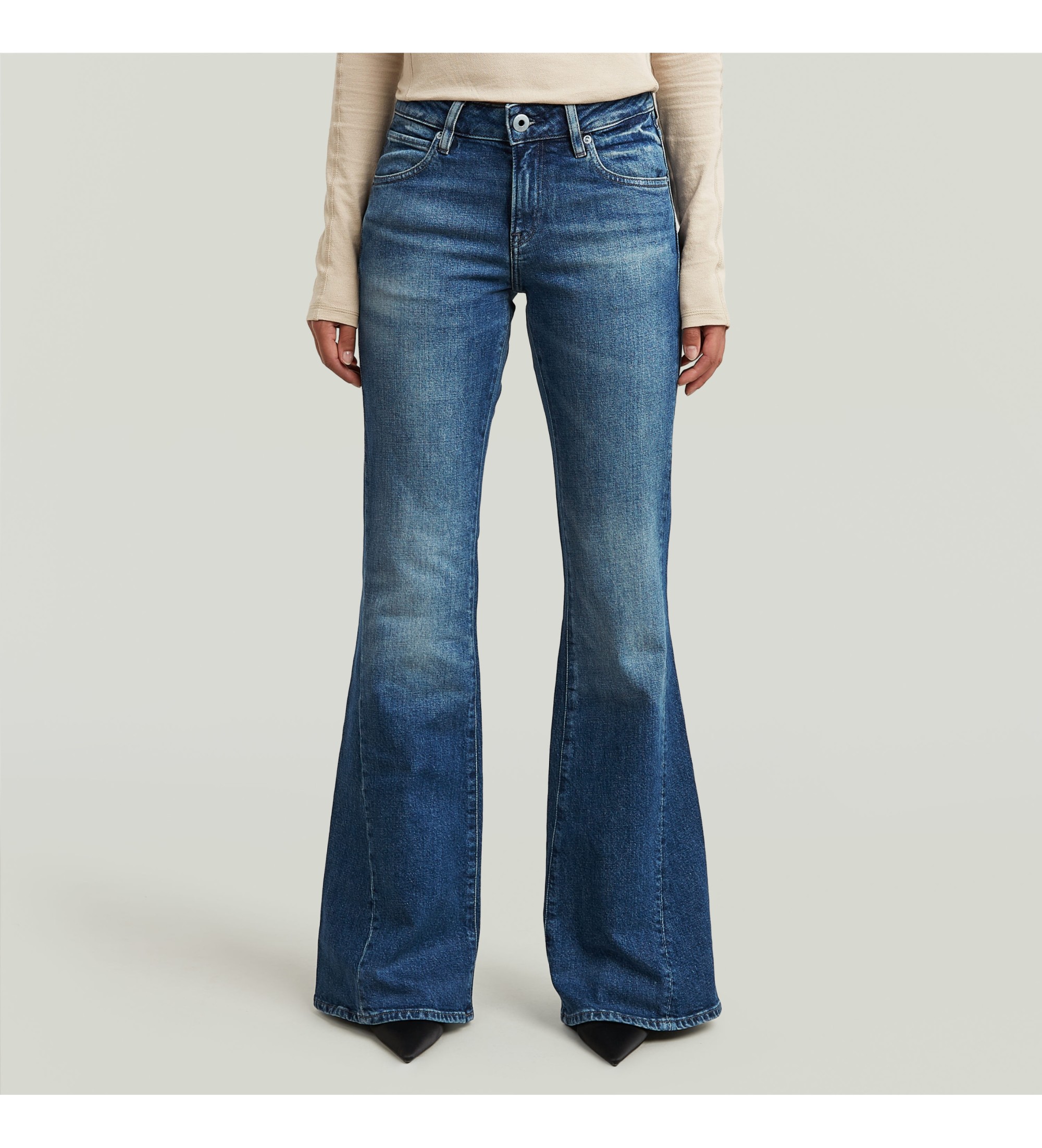 G-Star für Damen. D28831-E106-D885 Stevey 3D-Schlaghose blau (32/34), Lässig, Baumwolle, Denim