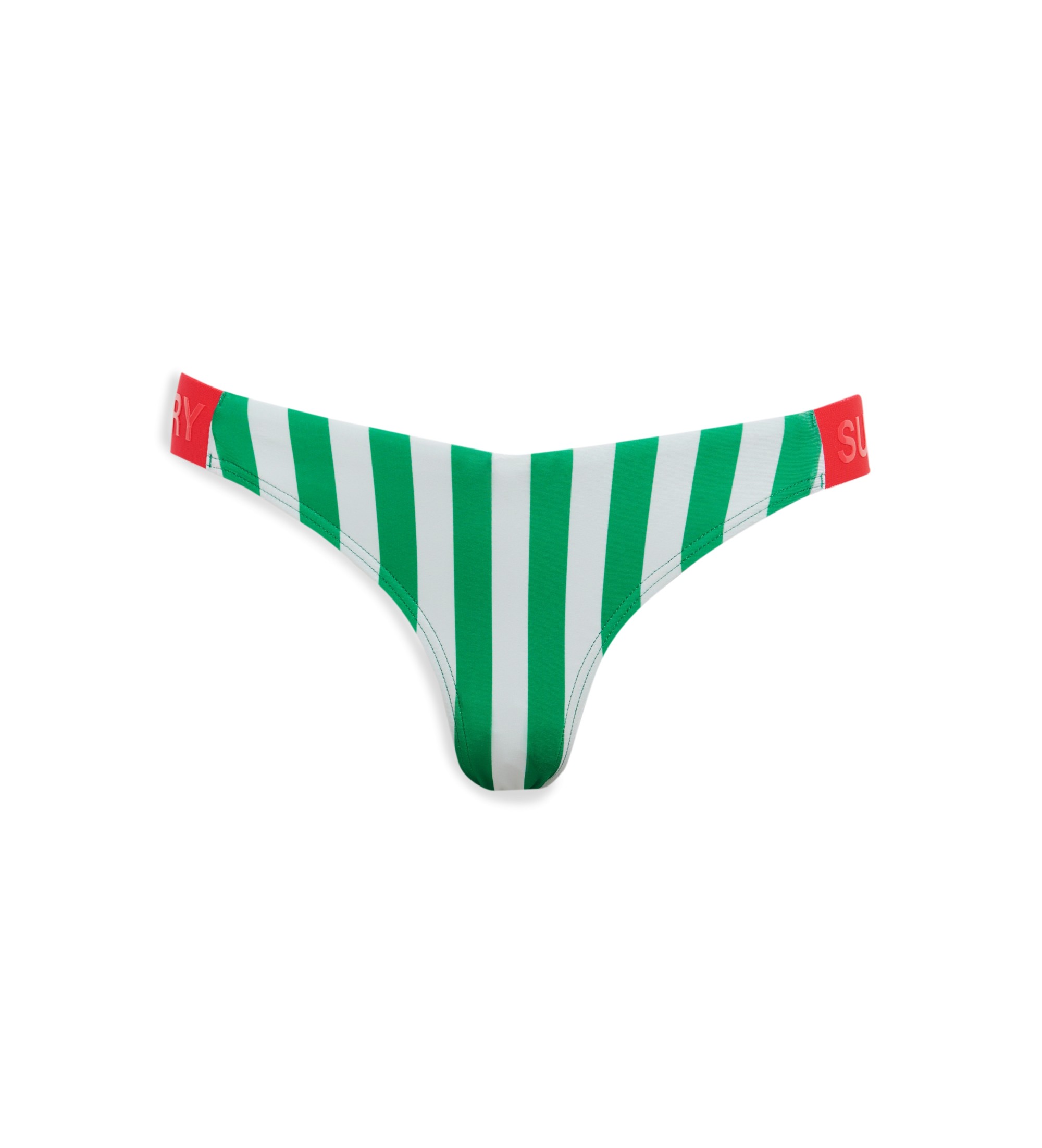 Superdry für Damen. W3010391A Grün gestreifte Bikinihose in kräftigem grünem Design (XL), Strandbekleidung, Recyceltes Polyester, Nachhaltig