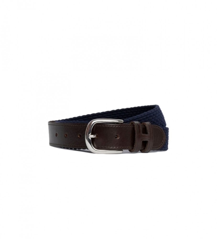 Hackett London für Herren. HM413225 Fallschirmgürtel aus Leder navy (S), Lässig, Polyester, Marine