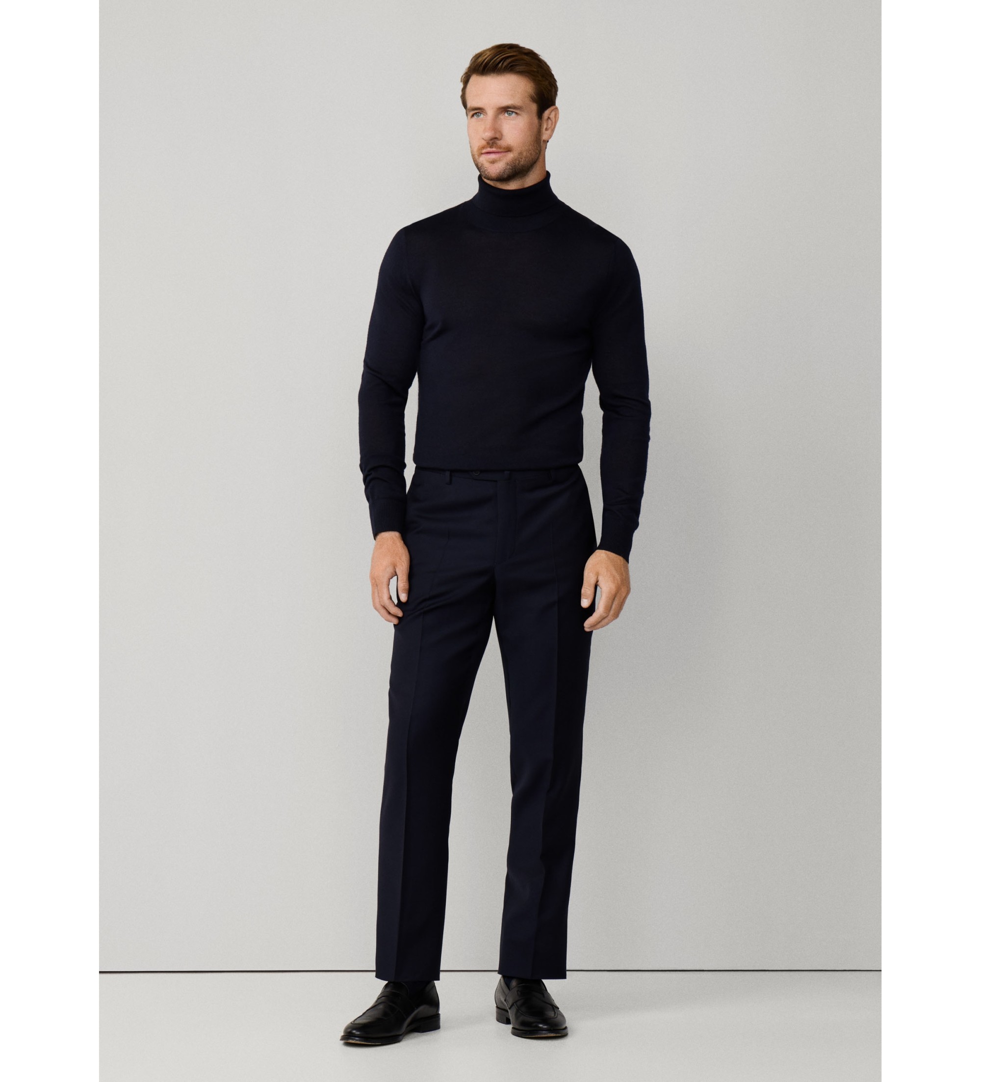 Hackett London für Herren. HM470591 Einfarbige marineblaue Hose (32), Lässig, Party, Wolle, Klassisch