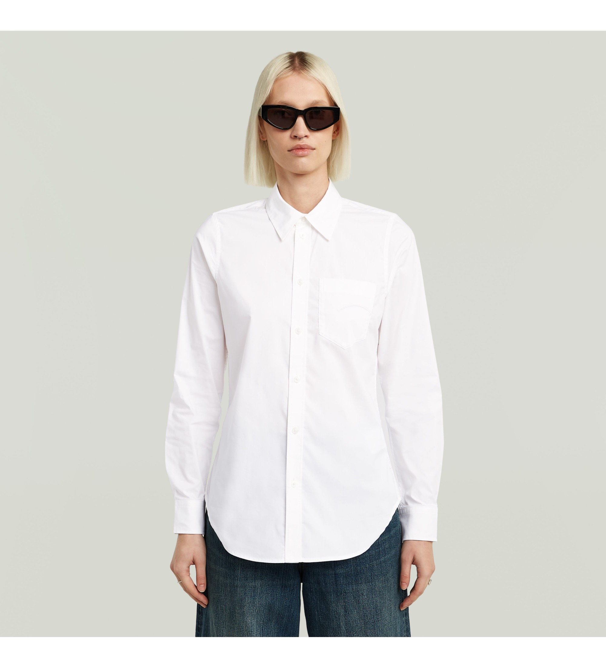 G-Star für Damen. D27115-D321-110 Slim Popeline Langarmhemd weiß (XS), Lässig, Bio-Baumwolle, Nachhaltig