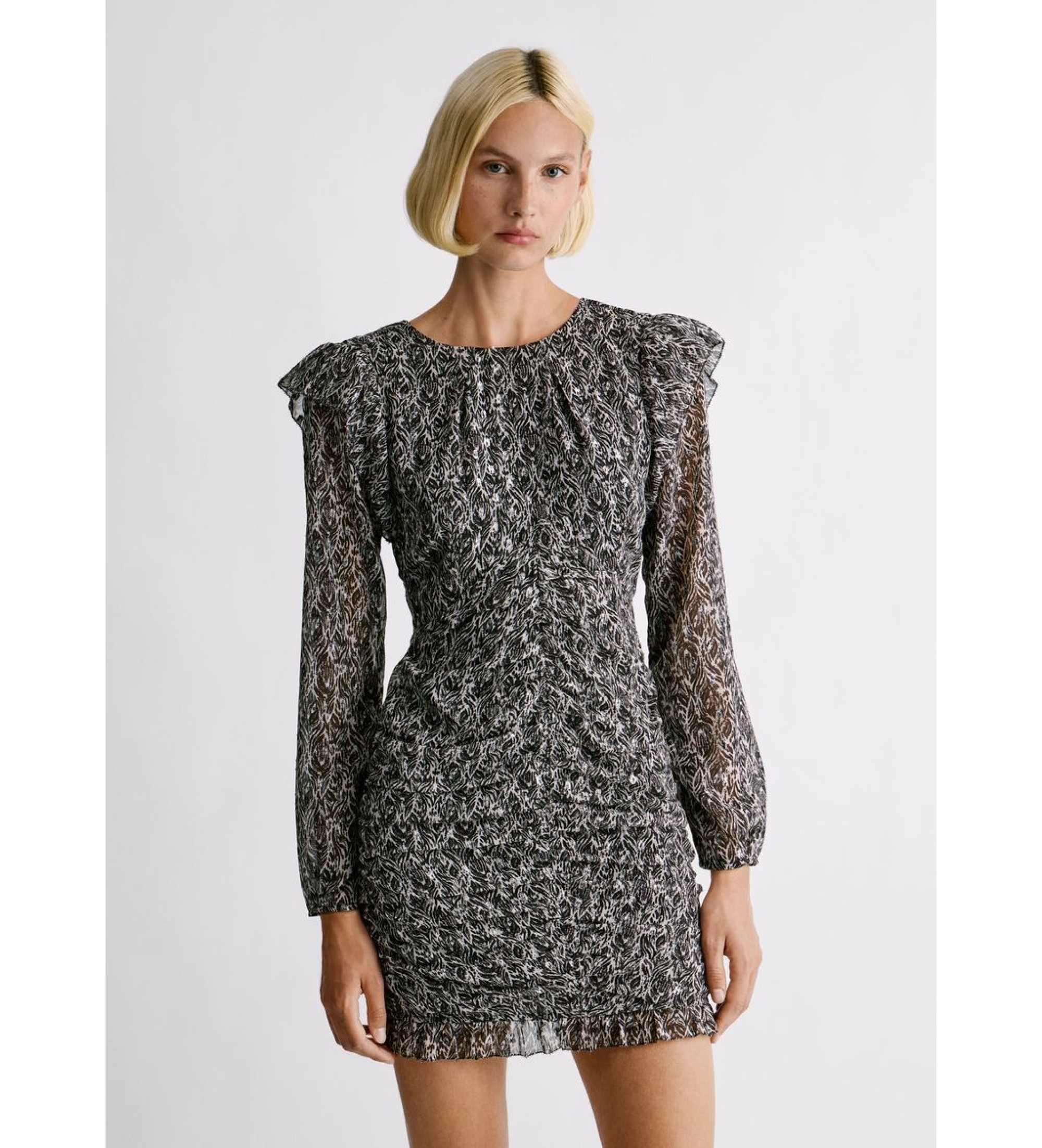 Pepe Jeans für Damen. PL9537736 Levetta Kleid schwarz (S), Lässig, Polyester, Langarm