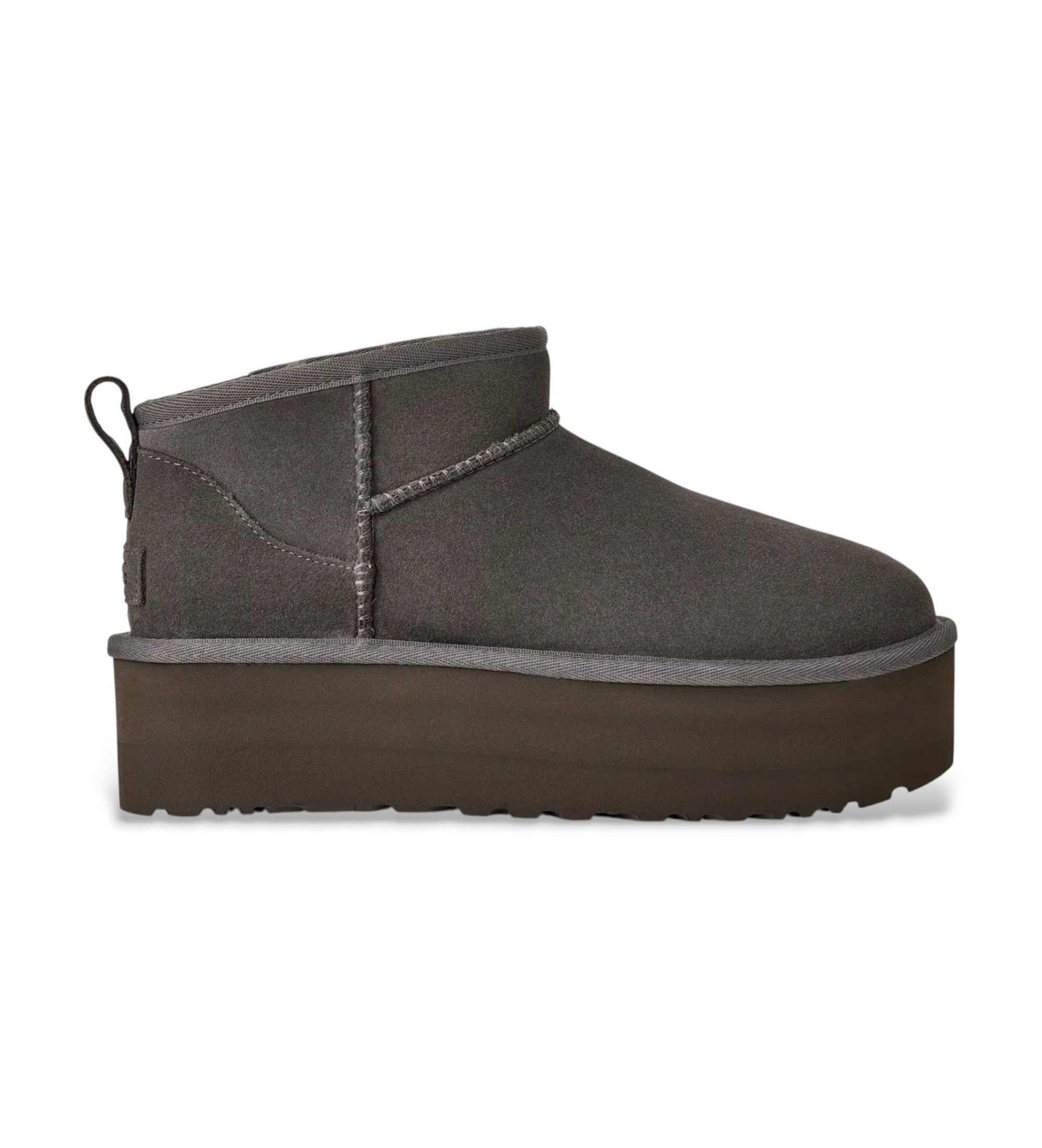 UGG für Damen. 1135092 Klassische Ultra Mini Plateau-Stiefel aus Leder dunkelgrau (41), 5 bis 8 cm, Keine, Lässig