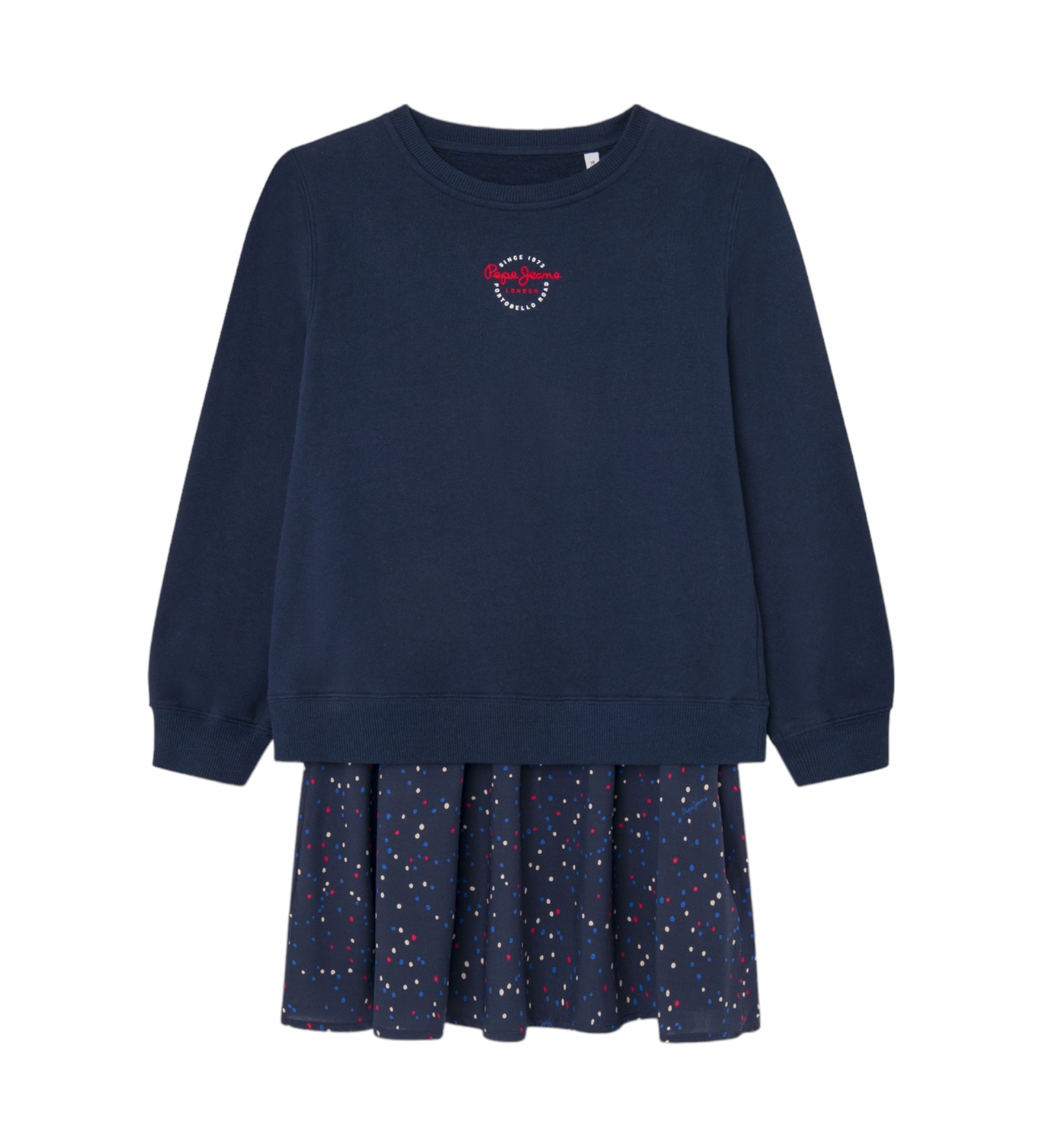 Pepe Jeans für Mädchen. PG951678 Tilda Kleid navy (14años= 164cm), Lässig, Langarm, Nachhaltig, Marine, Kinderbekleidung