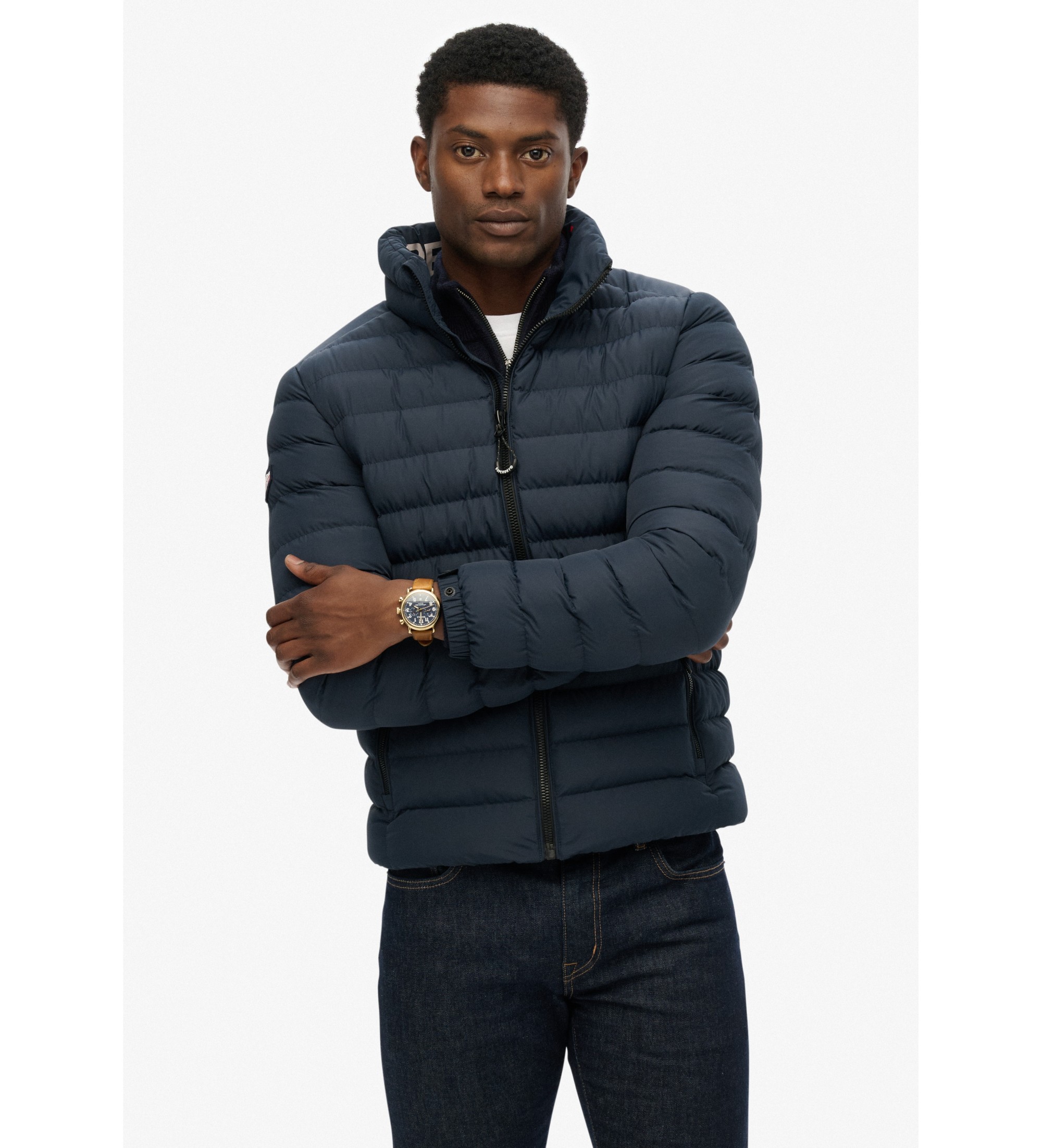 Superdry für Herren. M5011757A Fuji Print Wattierte Jacke navy (XL), Lässig, Polyester, Marine