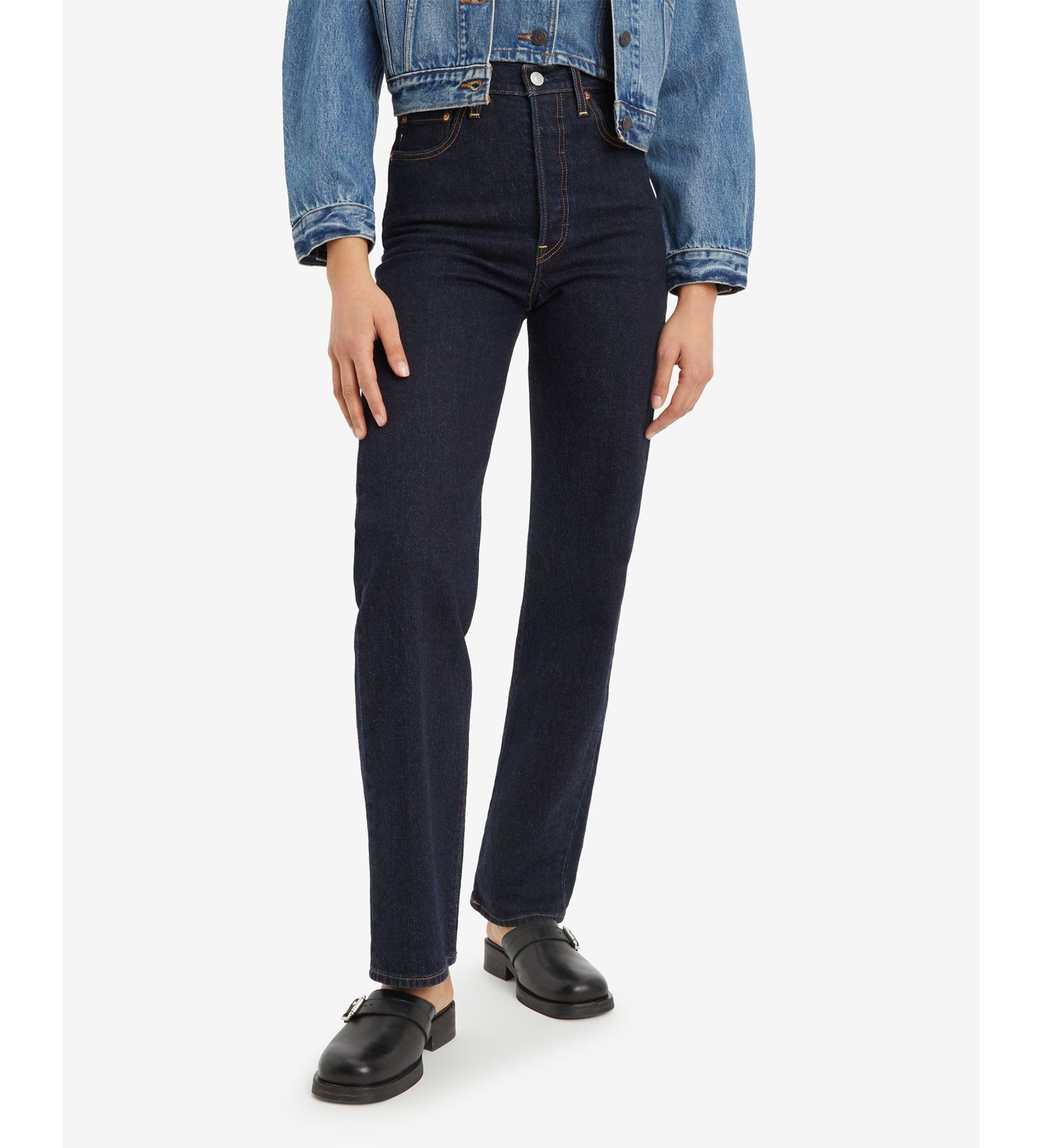 Levi's für Damen. 79078-0014 Jeans Ribcage Durchgehende Länge blau (26/34), Lässig, Baumwolle, Denim
