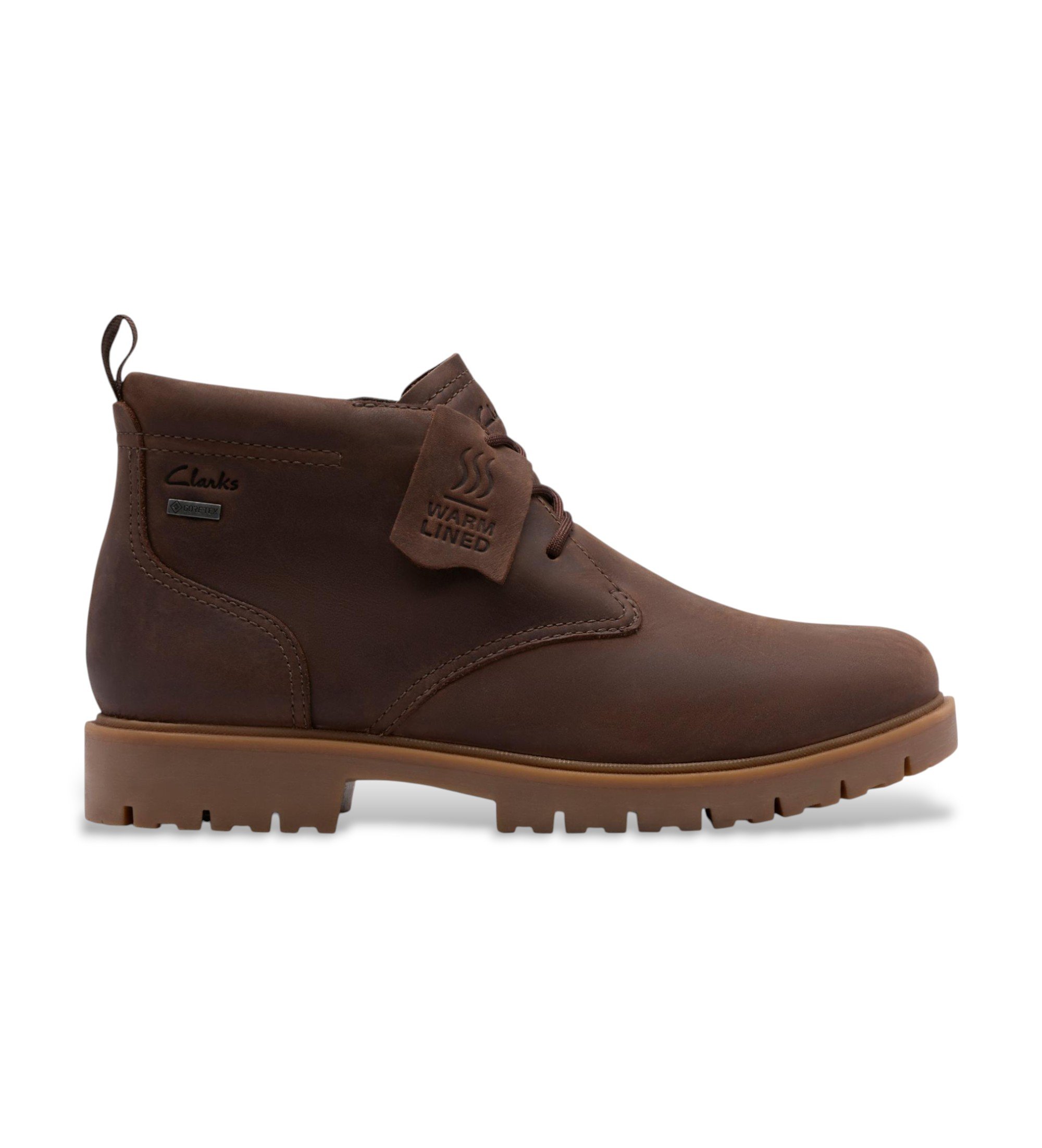 Clarks für Herren. 26183273 Berhill Mid GTX Lederstiefel braun (44), Wohnung, 1 bis 3 cm, Schnürsenkel, Lässig