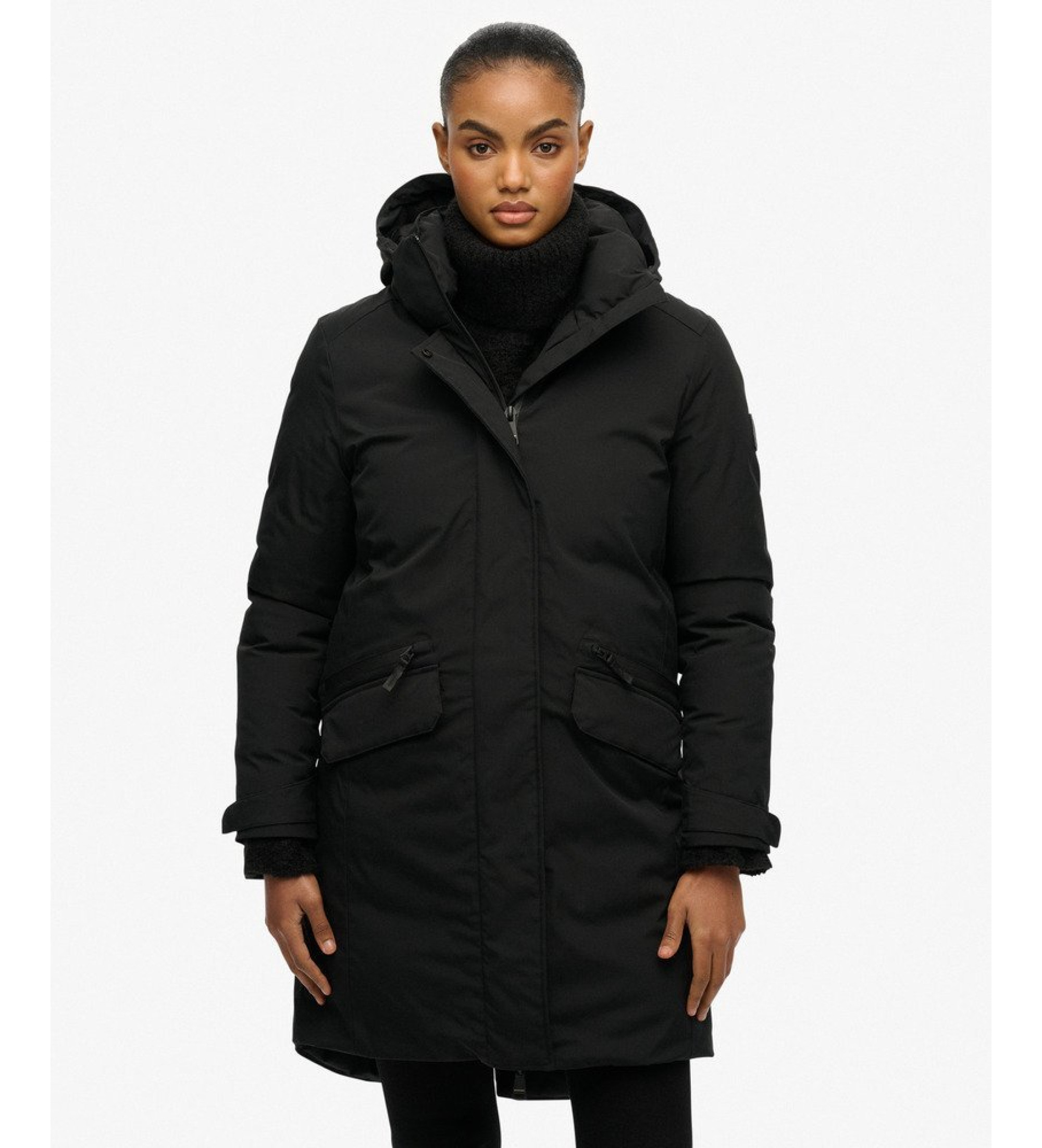 Superdry für Damen. W5011983A City Fishtail Parka schwarz (XS), Lässig, Polyester