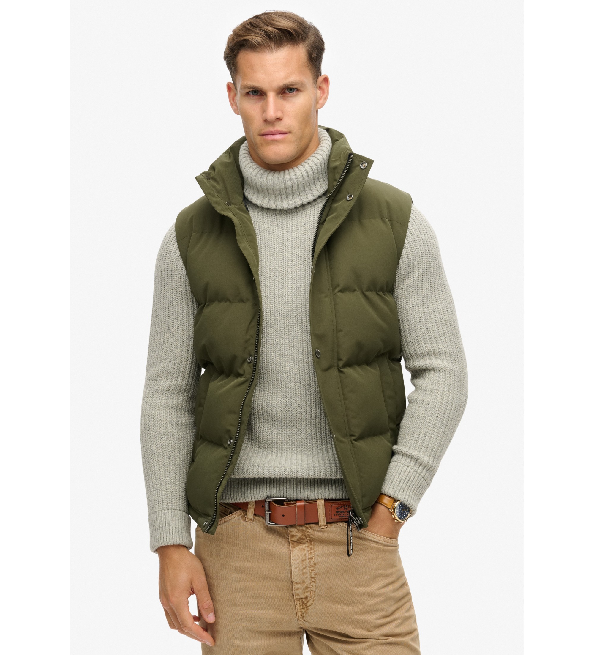 Superdry für Herren. M5012151A Kapuzenlose Weste Everest grün (XXL), Lässig, Nachhaltig, Recyceltes Nylon