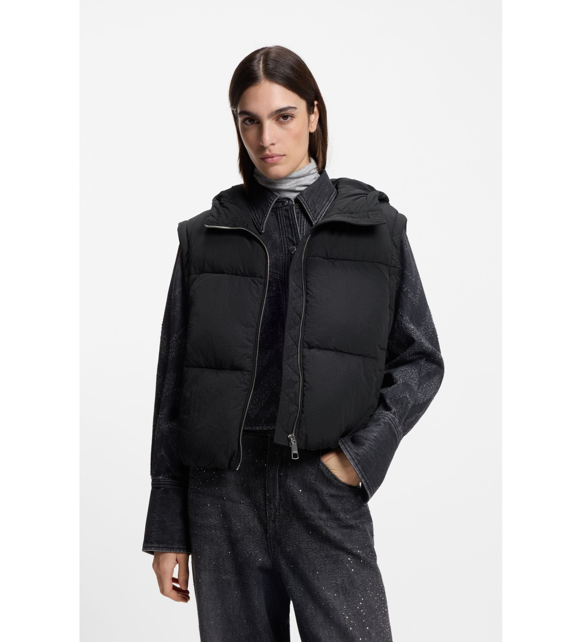 BOSS für Damen. 50548028 Polala Jacke schwarz (36), Lässig, Polyester