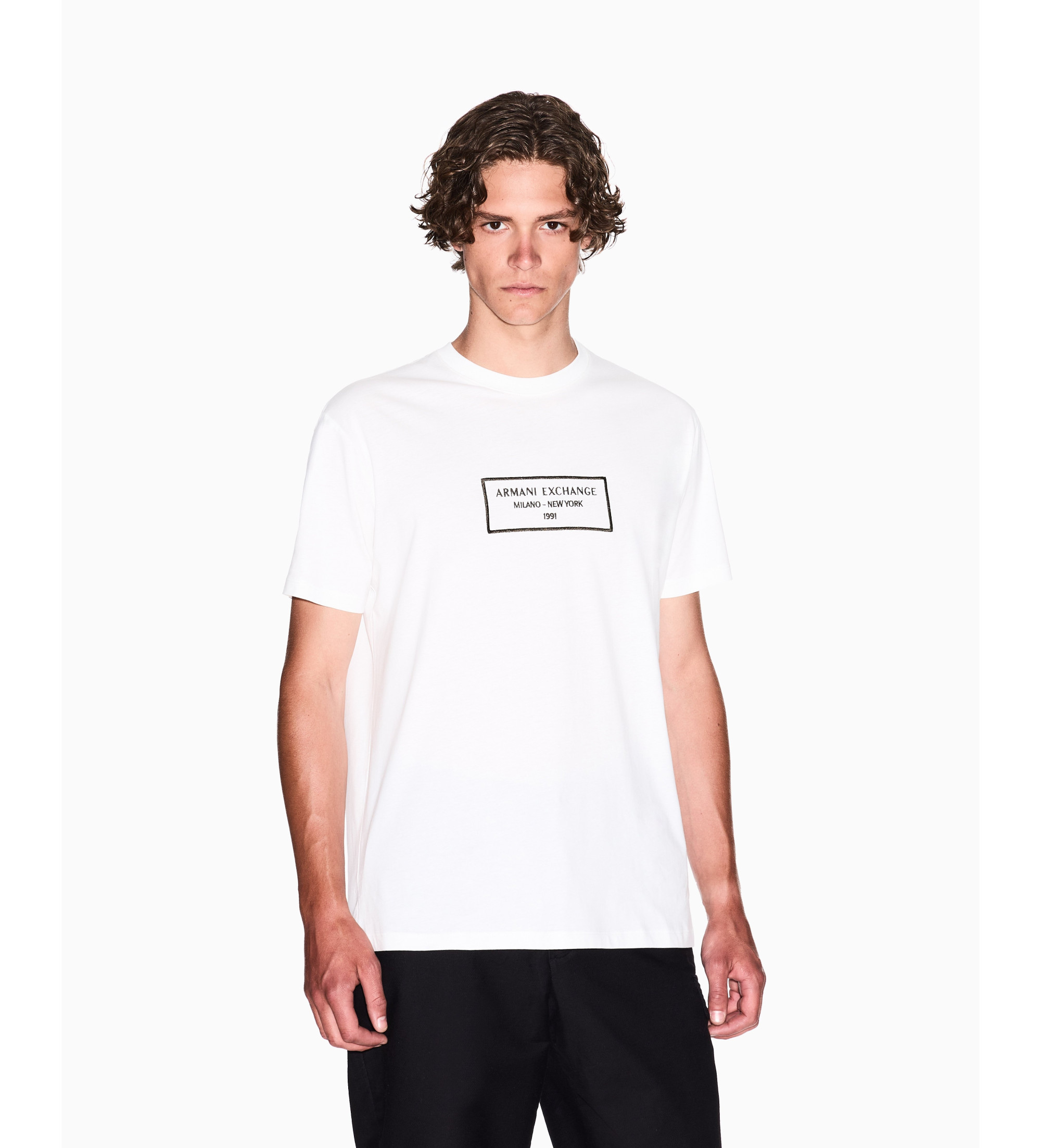 A|X Armani Exchange für Herren. XM000552AF10356U0009 Weißes T-Shirt mit Rundhalsausschnitt (XXL), Lässig, Baumwolle, Kurzarm