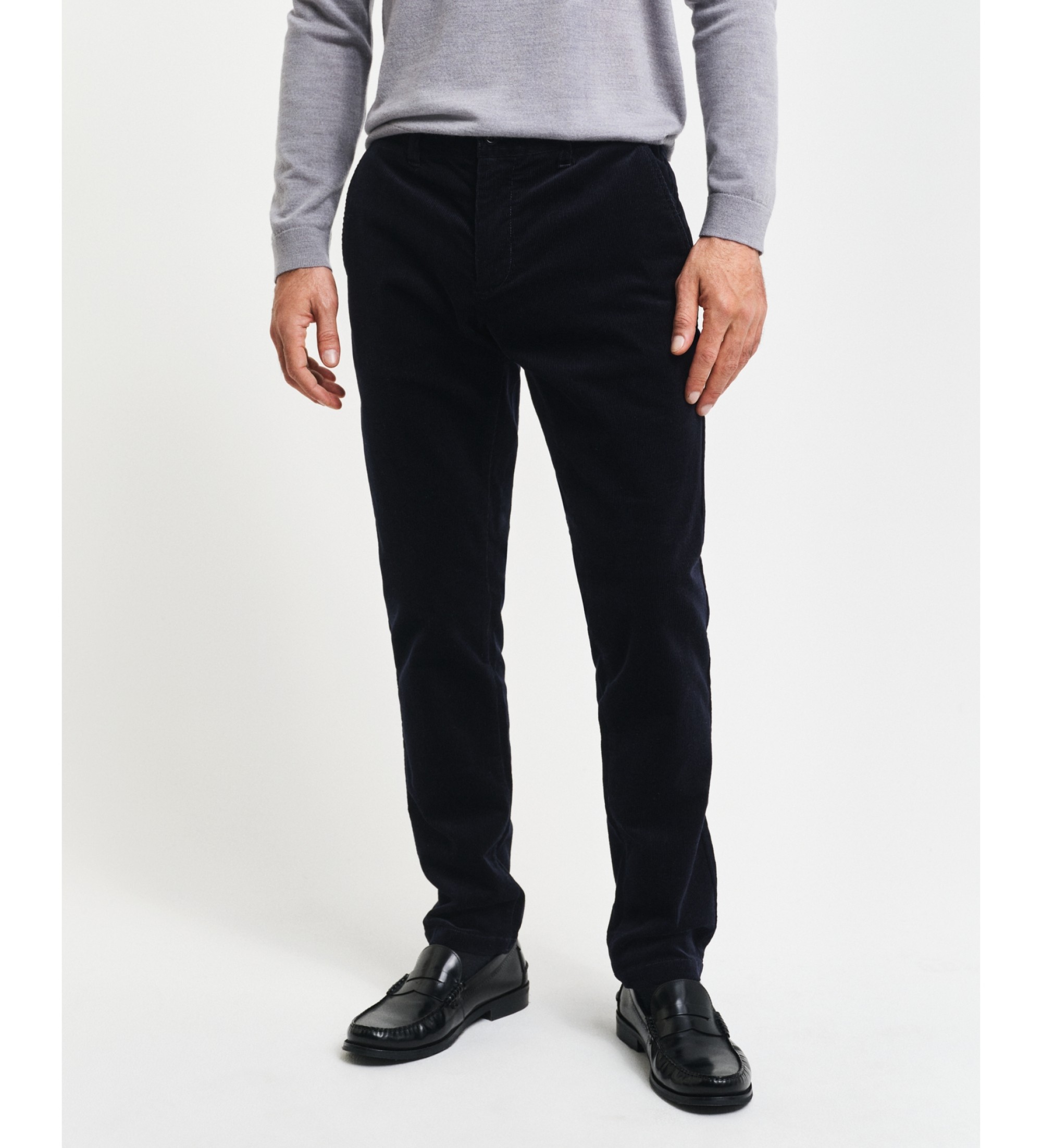 Gant für Herren. 1505319 Marineblaue Slim Fit Chino-Hose aus Kord (31/32), Lässig, Baumwolle