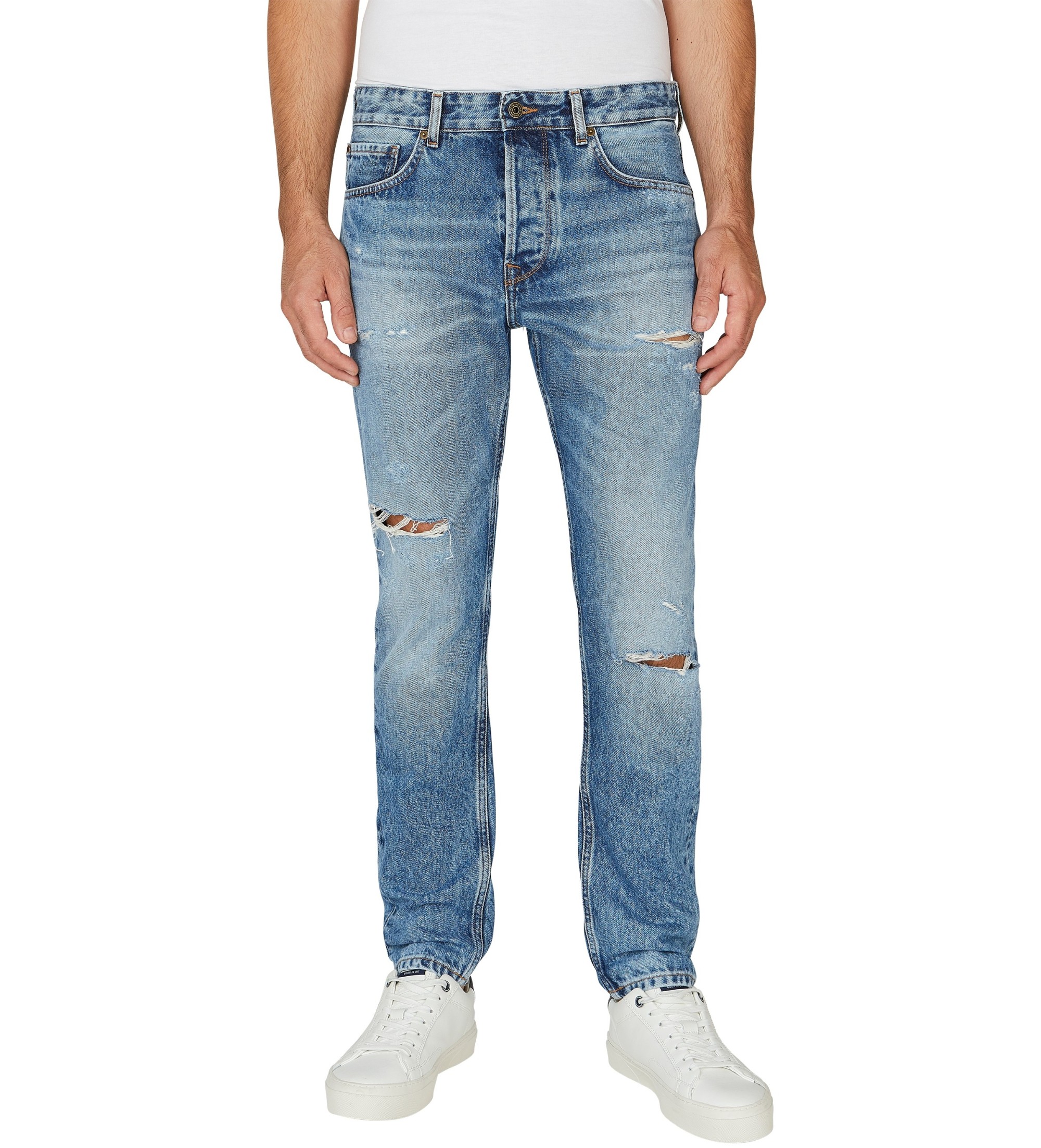 Pepe Jeans für Herren. PM207392RI4 Blaue konisch zulaufende Jeans (34/34), Lässig, Baumwolle, Denim, Nachhaltig