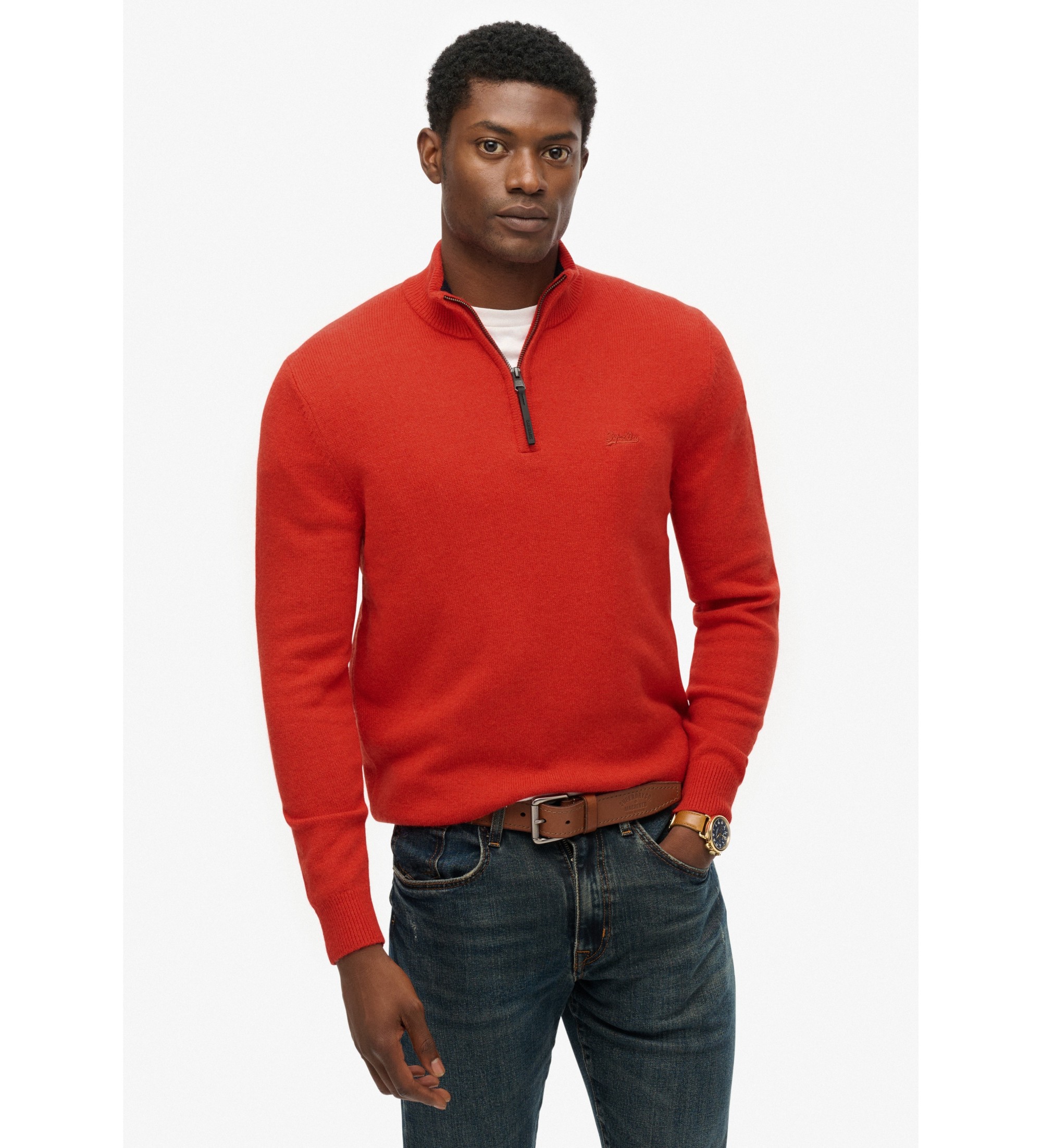Superdry für Herren. M6110688A Pullover Wolle rot (XL), Lässig, Langarm