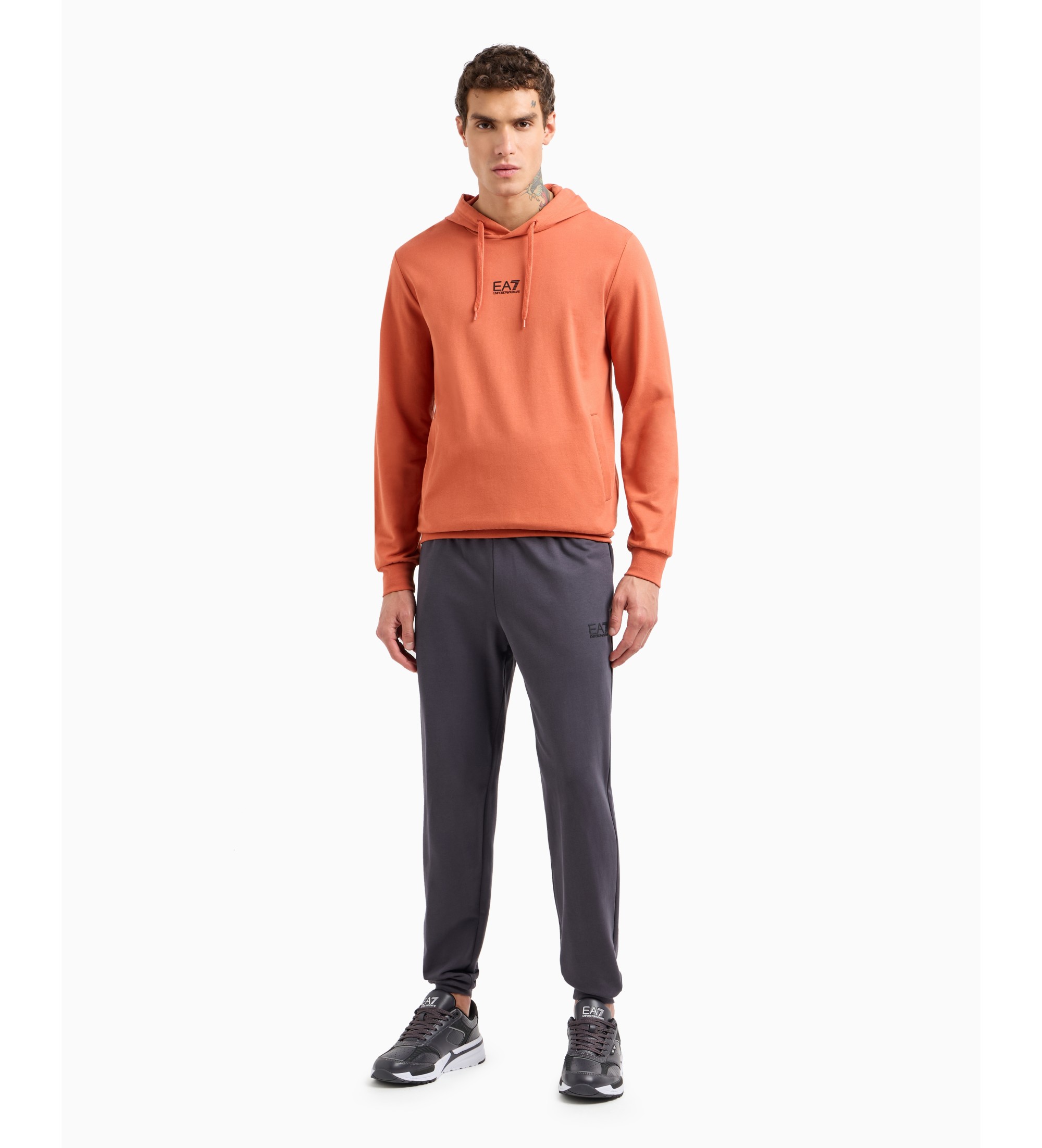 EA7 für Herren. 8NPV64_PJVRZ Sweatshirt aus Baumwolle mit normaler Passform orange, grau (XL), Lässig, Sportlich, Multisport, Langarm