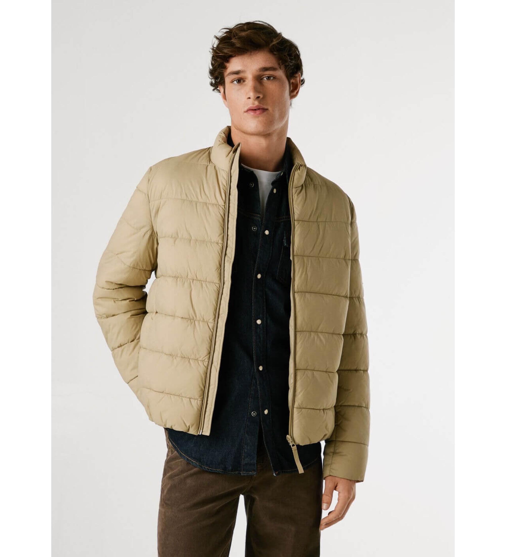 Pepe Jeans für Herren. PM4027171 Beige Steppjacke (S), Lässig, Polyamid