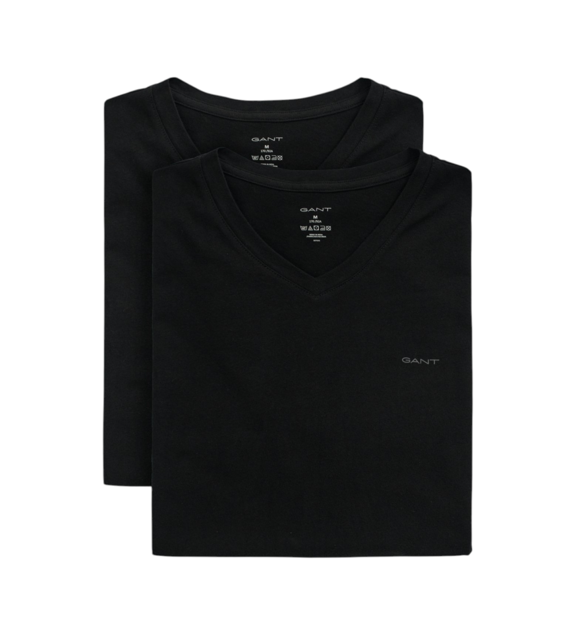 Gant für Herren. 900012018 2er-Set schwarze T-Shirts mit V-Ausschnitt (L), Heimtextilien, Baumwolle, Kurzarm