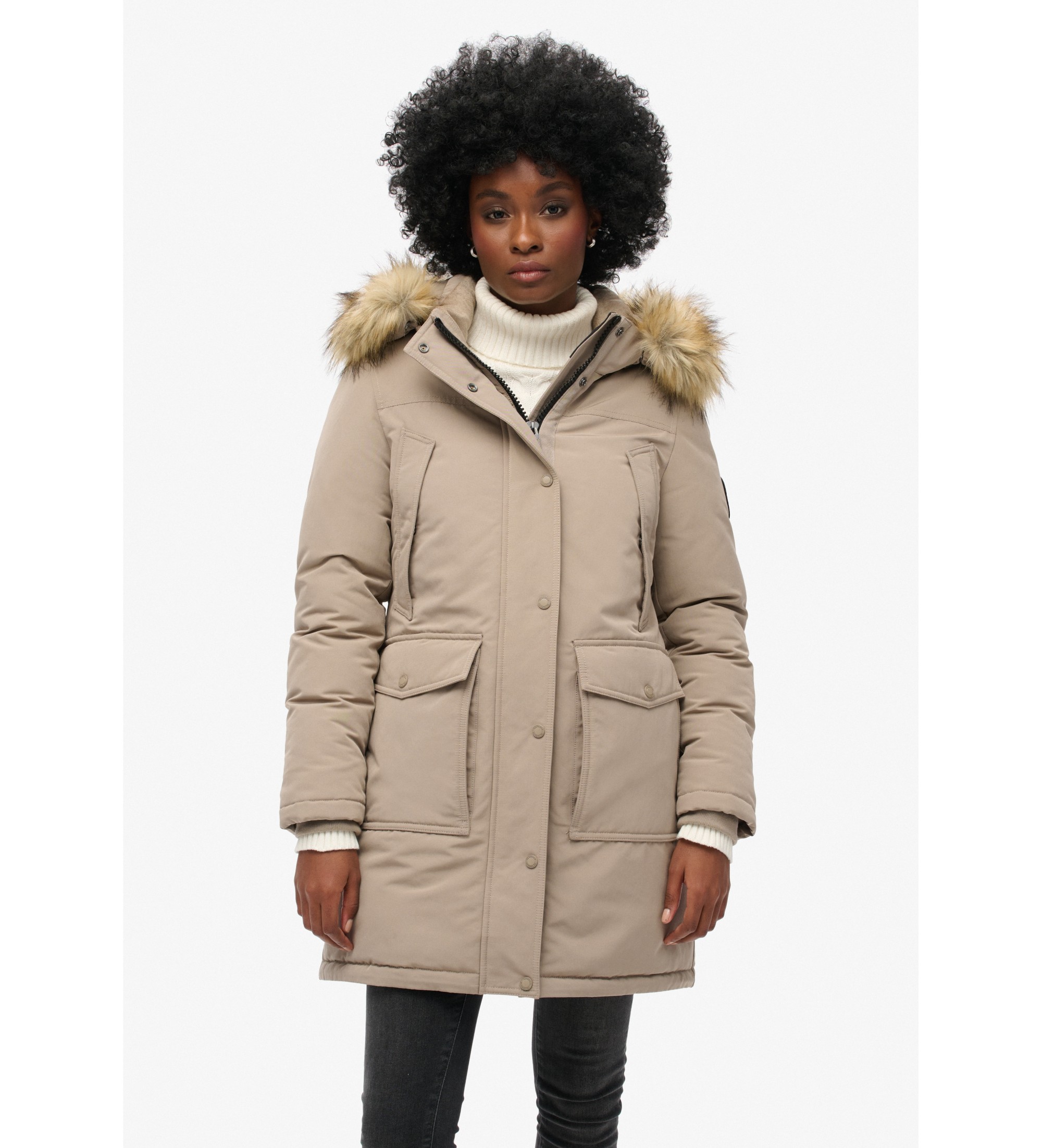 Superdry für Damen. W5011786A Parka Everest beige (M), Lässig, Recyceltes Polyester, Nachhaltig