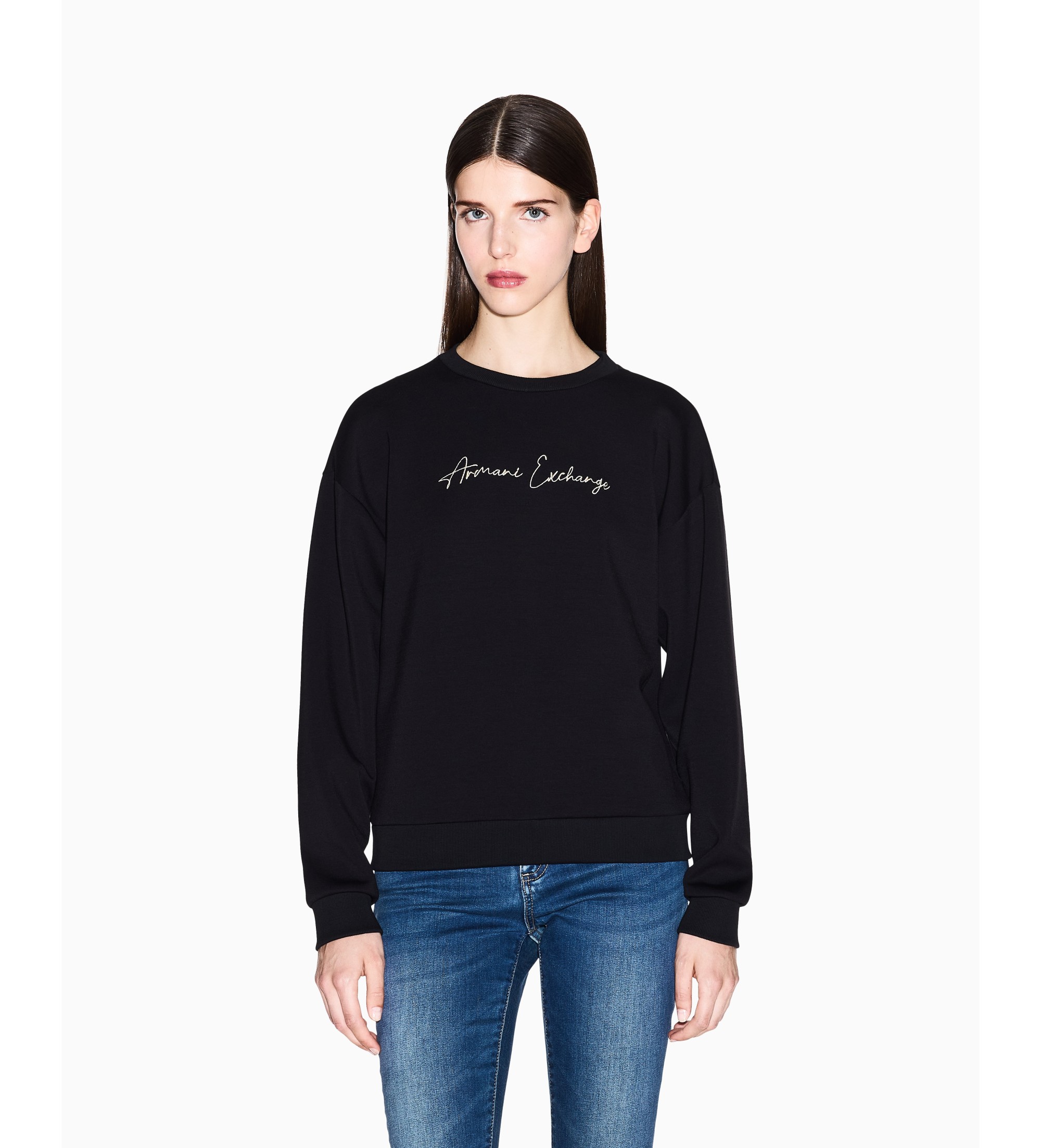 A|X Armani Exchange für Damen. XW000835AF13397MC021 Basic Sweatshirt schwarz (M), Lässig, Viskose