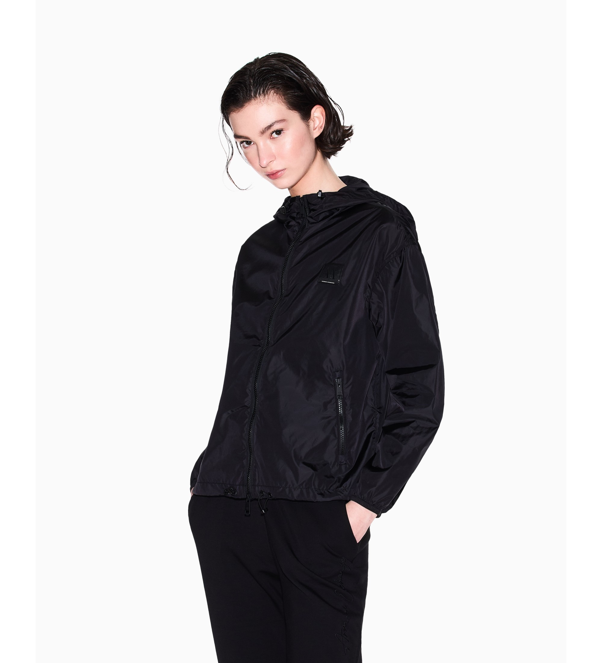A|X Armani Exchange für Damen. XW000955AF12285UC001 Windbreaker Jacke schwarz (S), Lässig, Polyamid