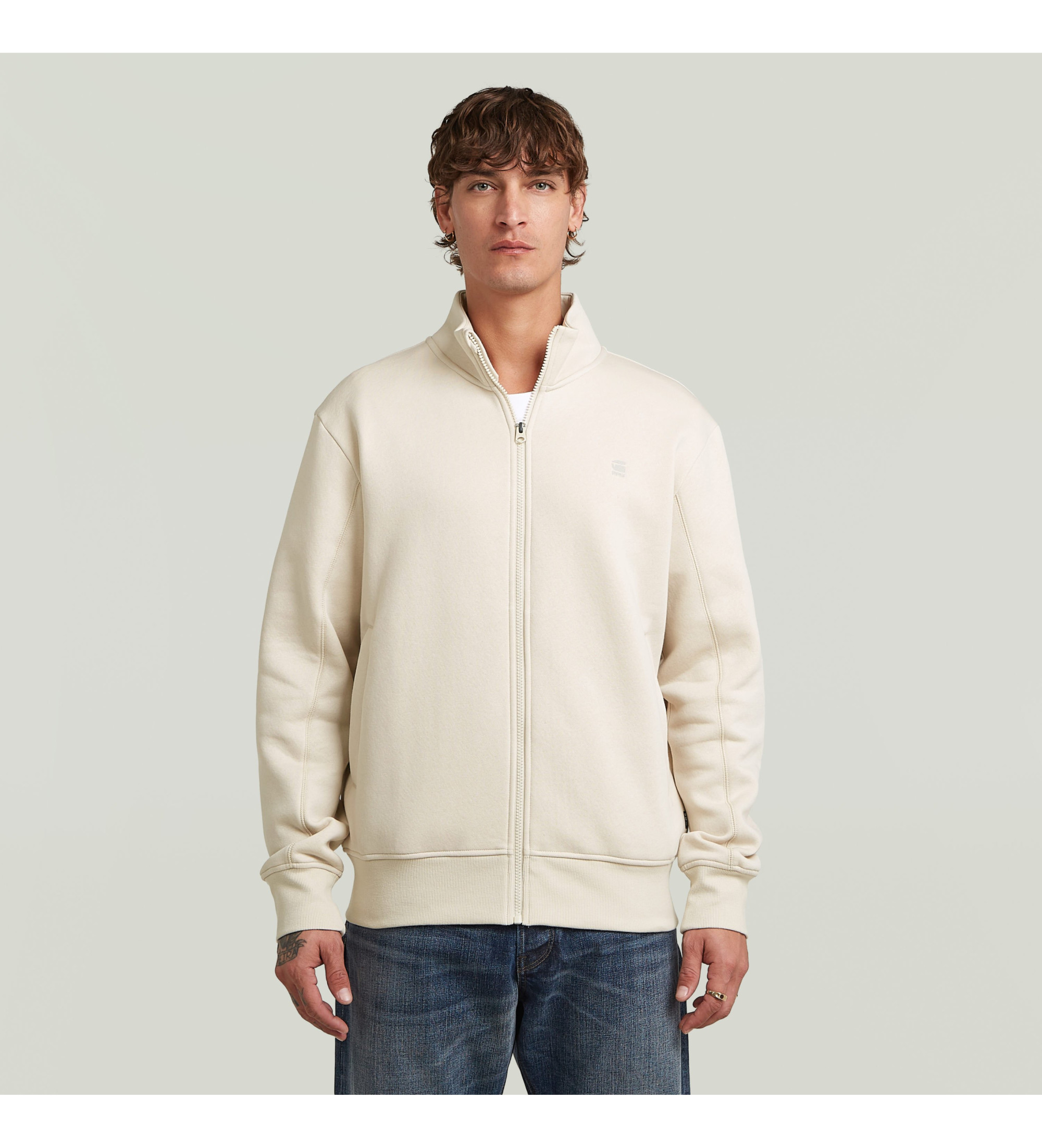 G-Star für Herren. D24553-C235-1603 Off-white Trainingsjacke (S), Beige, Lässig, Baumwolle, Nachhaltig
