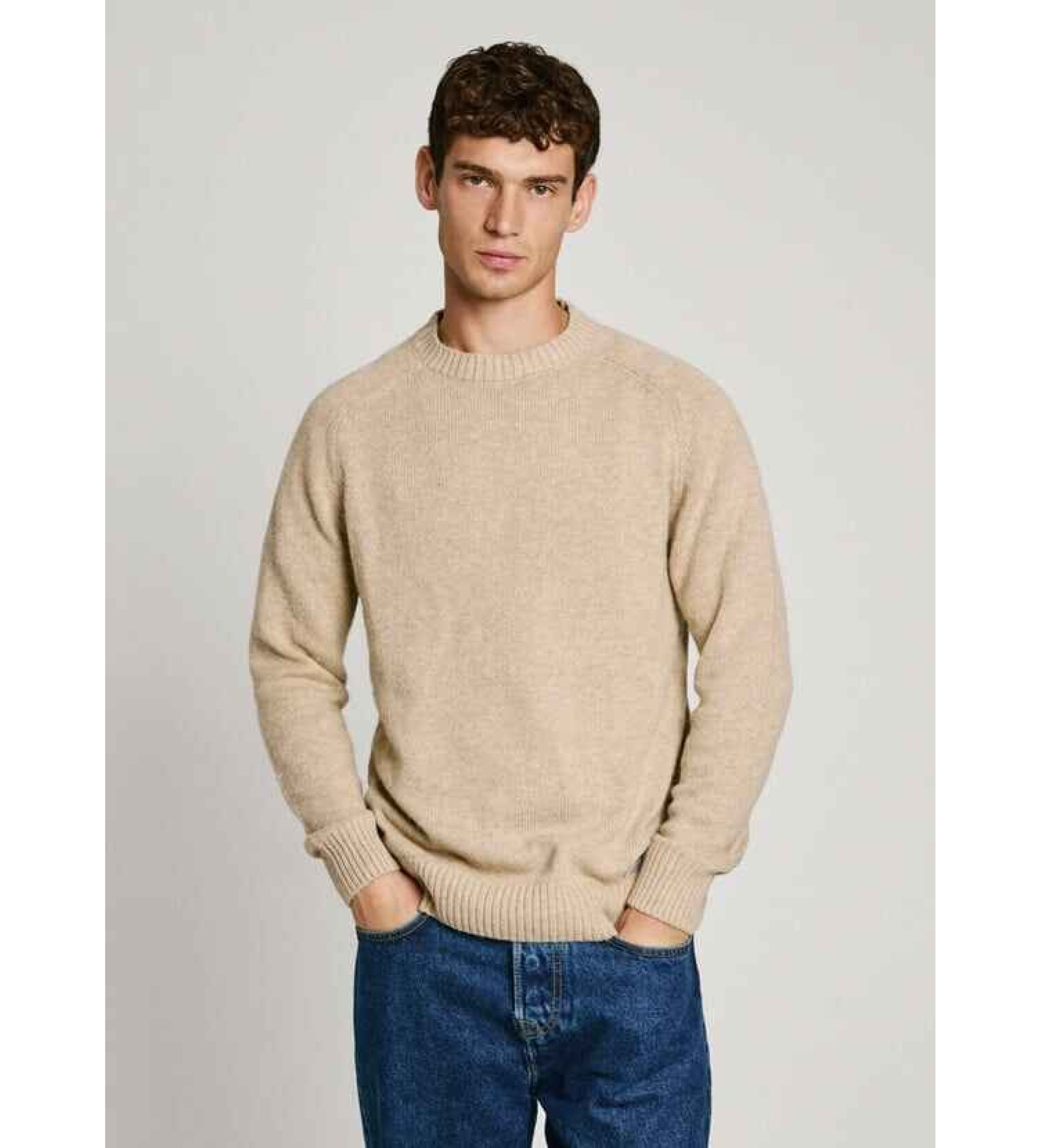 Pepe Jeans für Herren. PM702480 Regular Fit Strickpullover beige (L), Lässig, Baumwolle