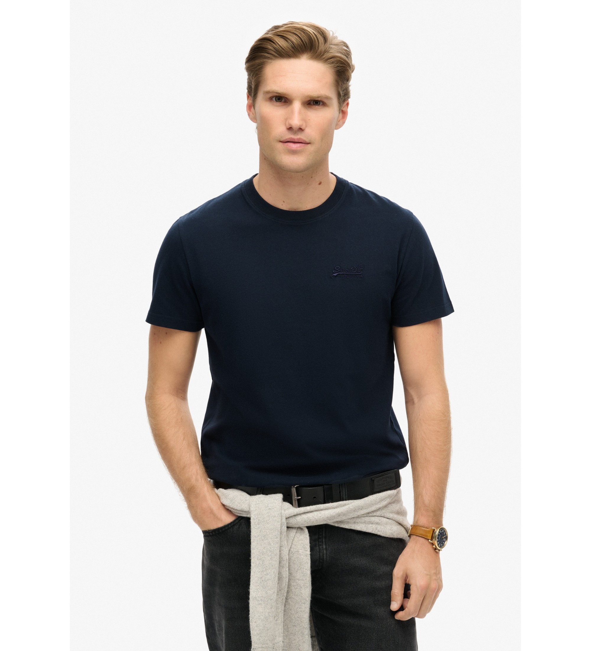 Superdry für Herren. M1011245M Essentials T-shirt navy (L), Lässig, Baumwolle, Kurzarm, Marine