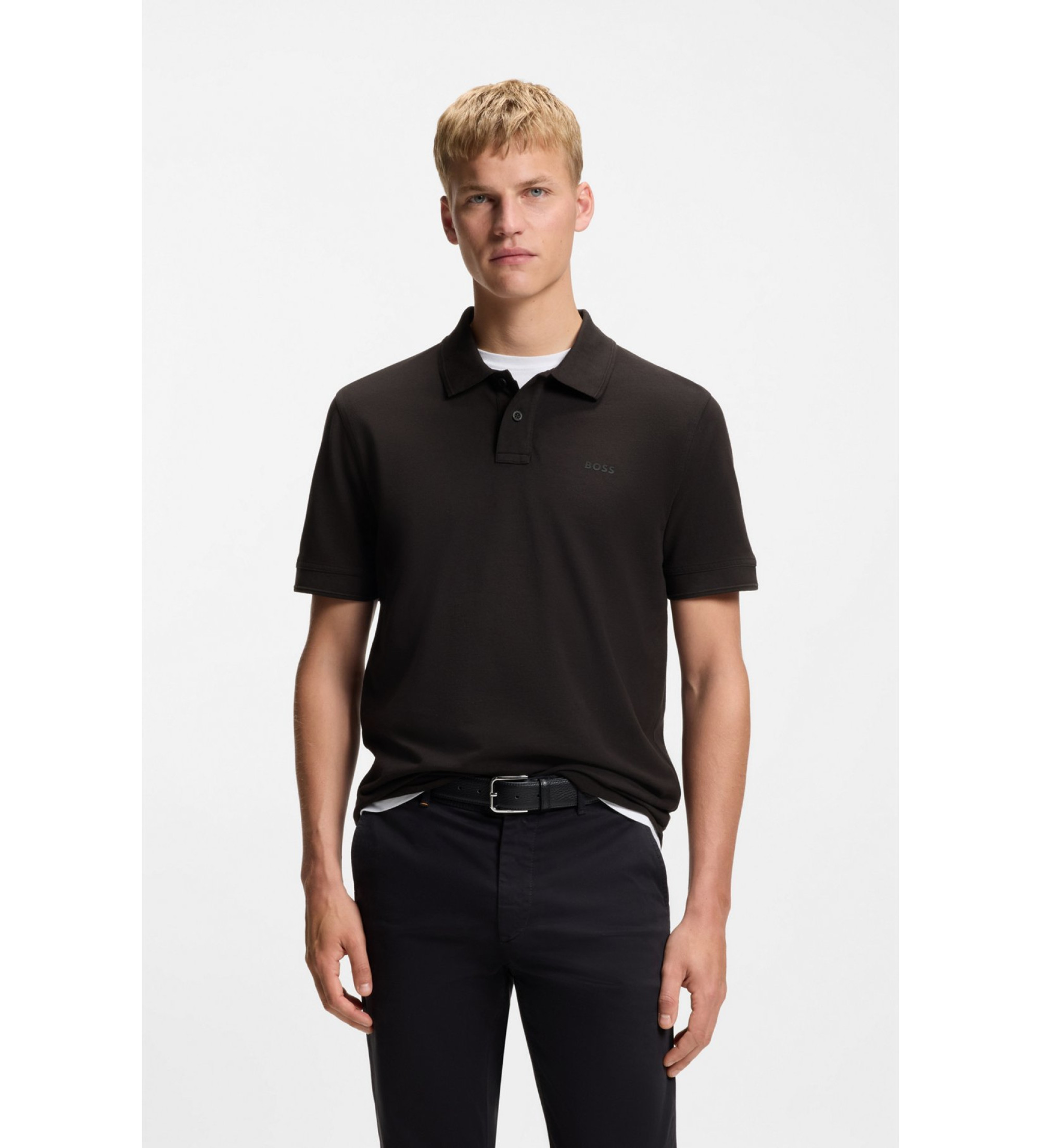 BOSS für Herren. 50507813 Prime Poloshirt schwarz (S), Lässig, Baumwolle, Kurzarm