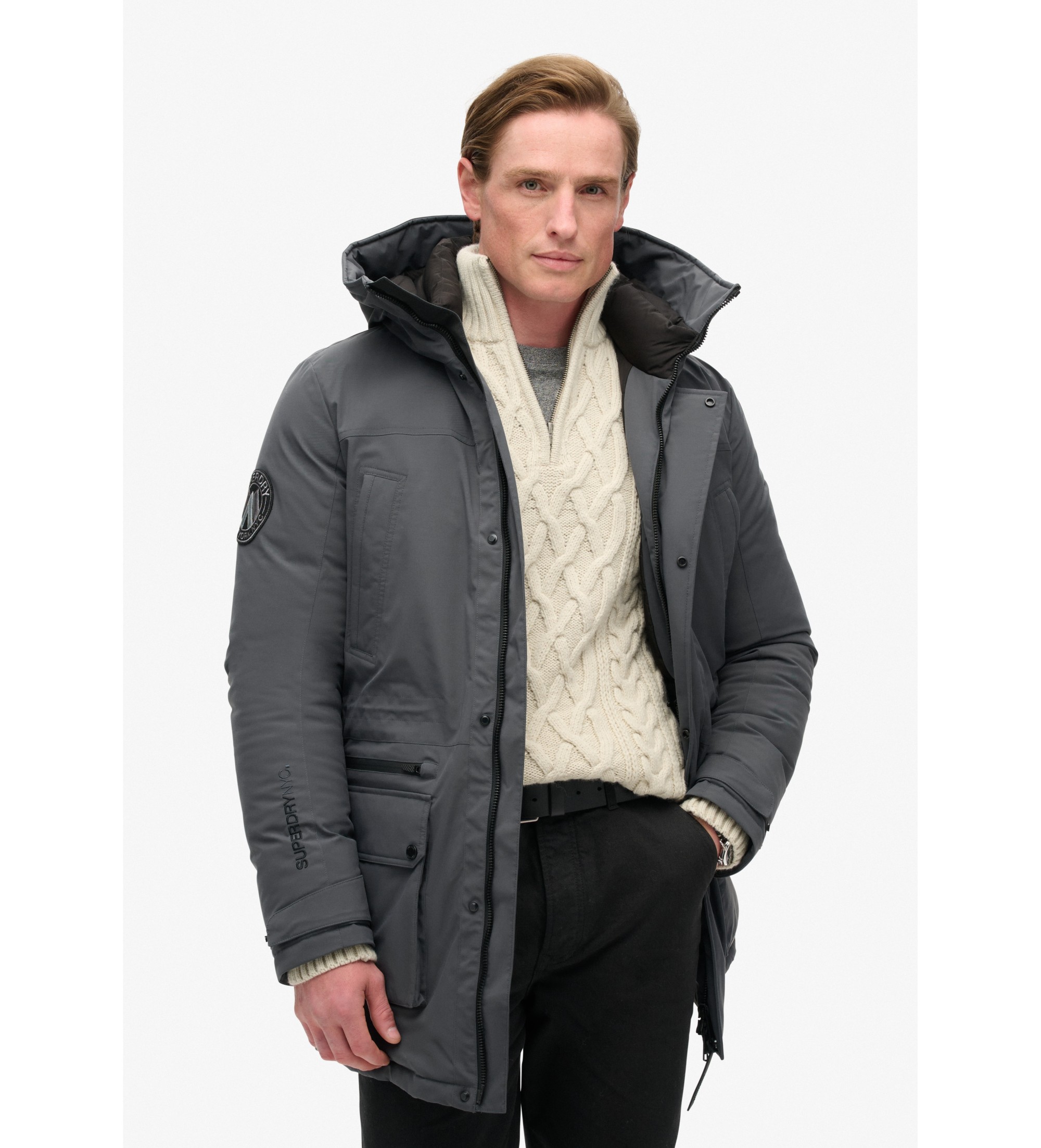 Superdry für Herren. M5011909A Gesteppter Parka City grau (M), Lässig, Recyceltes Polyester, Nachhaltig