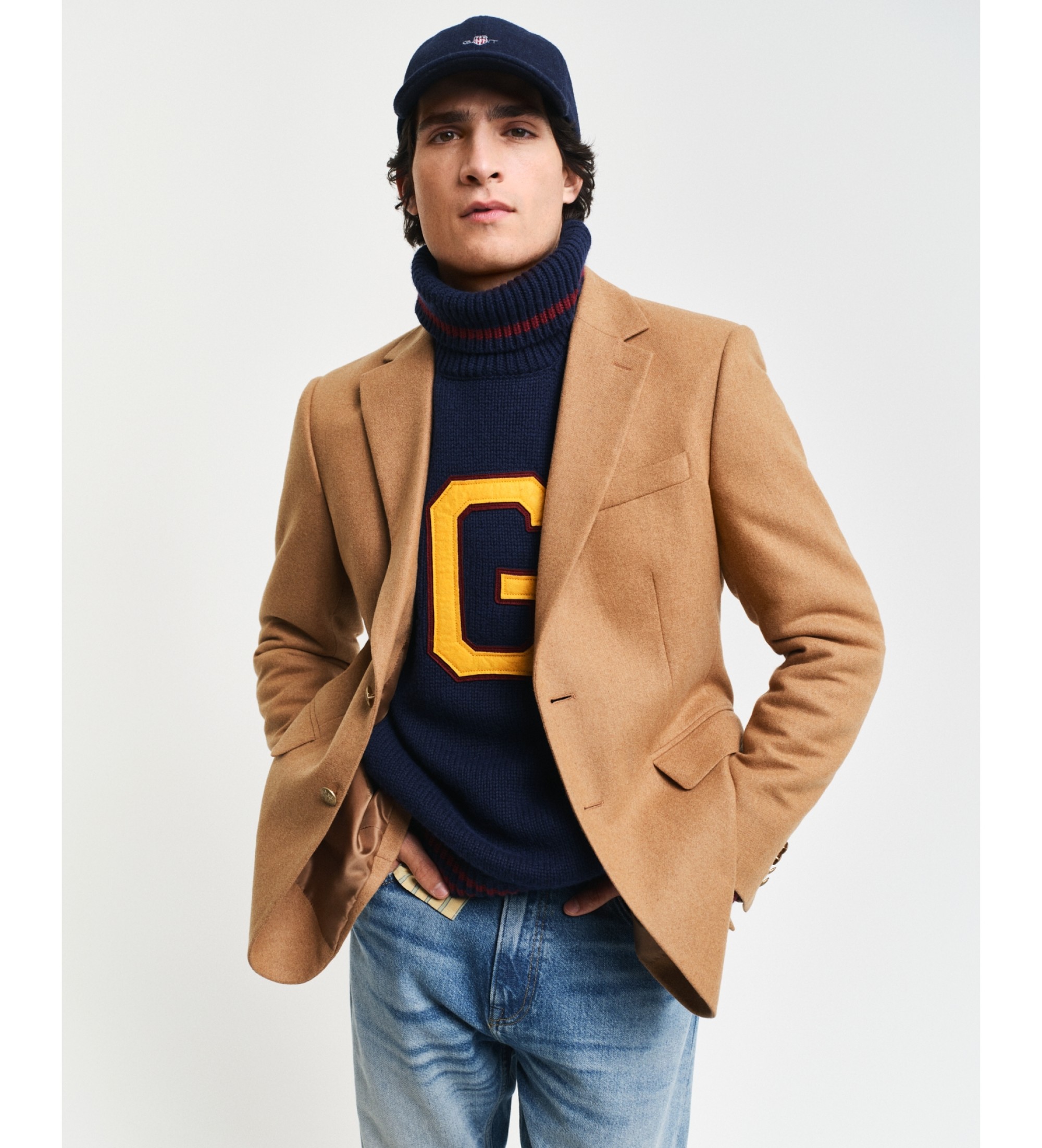 Gant für Herren. 7706292 Slim Fit Wolle Flanell Club Jacke beige (52), Lässig