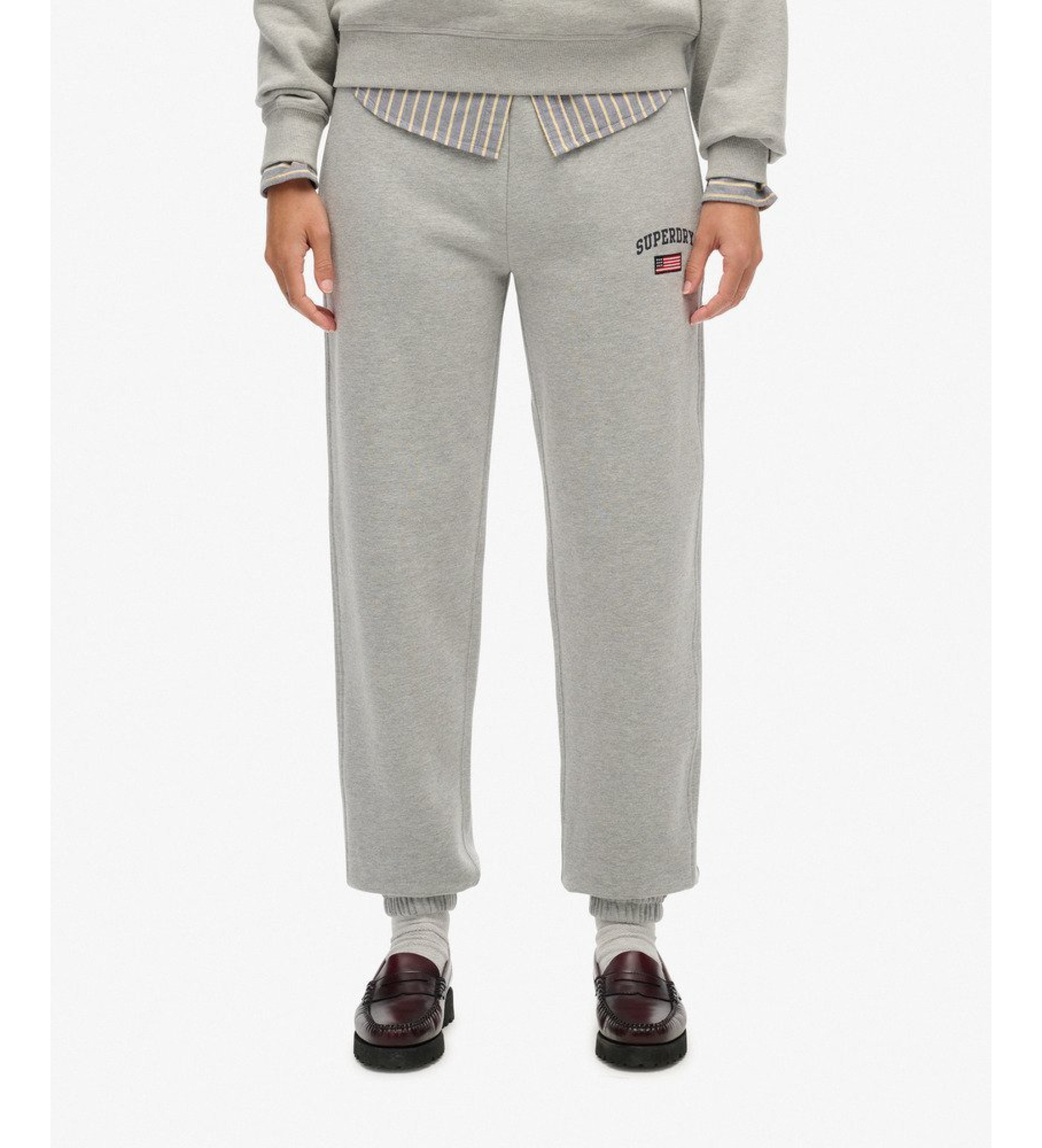 Superdry für Damen. W7011169A Boyfriend Jogger-Hose grau (M), Lässig, Baumwolle