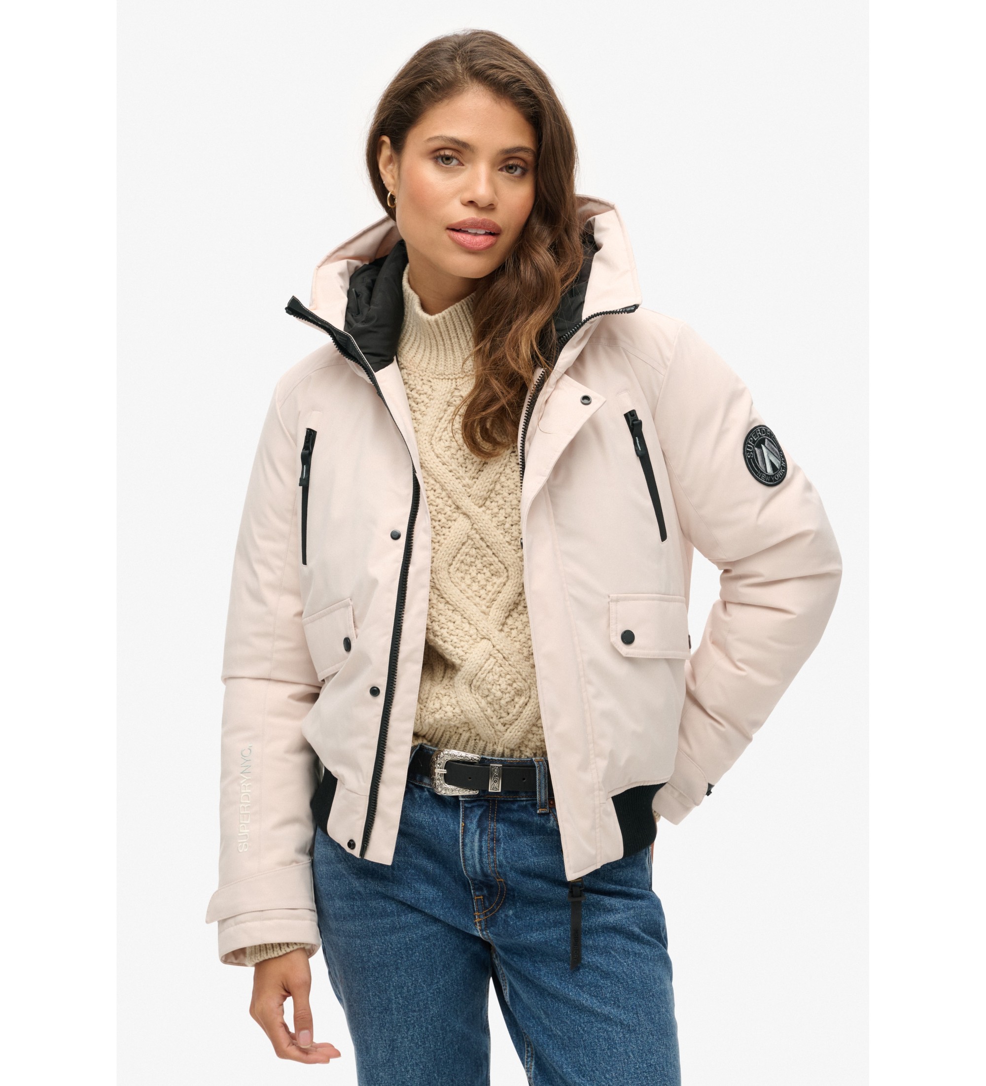 Superdry für Damen. W5011824A Gesteppte Bomberjacke City grau (XL), Lässig, Recyceltes Polyester, Nachhaltig