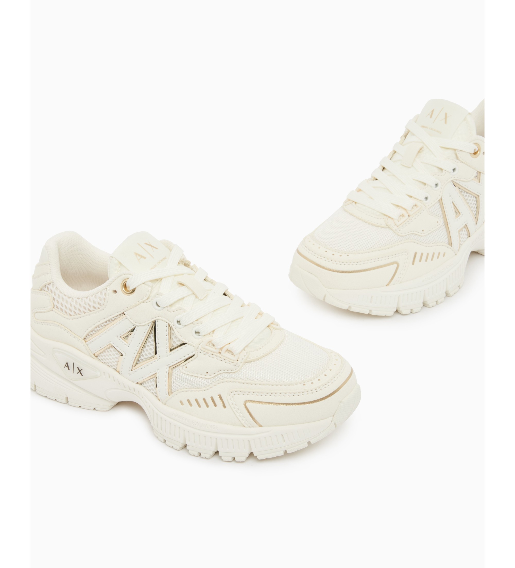 A|X Armani Exchange für Damen. XW002153AF22757MZ128 Sneaker XW002153AF22757MZ128 weiß (37M), Schwarz, Wohnung, Schnürsenkel, Lässig