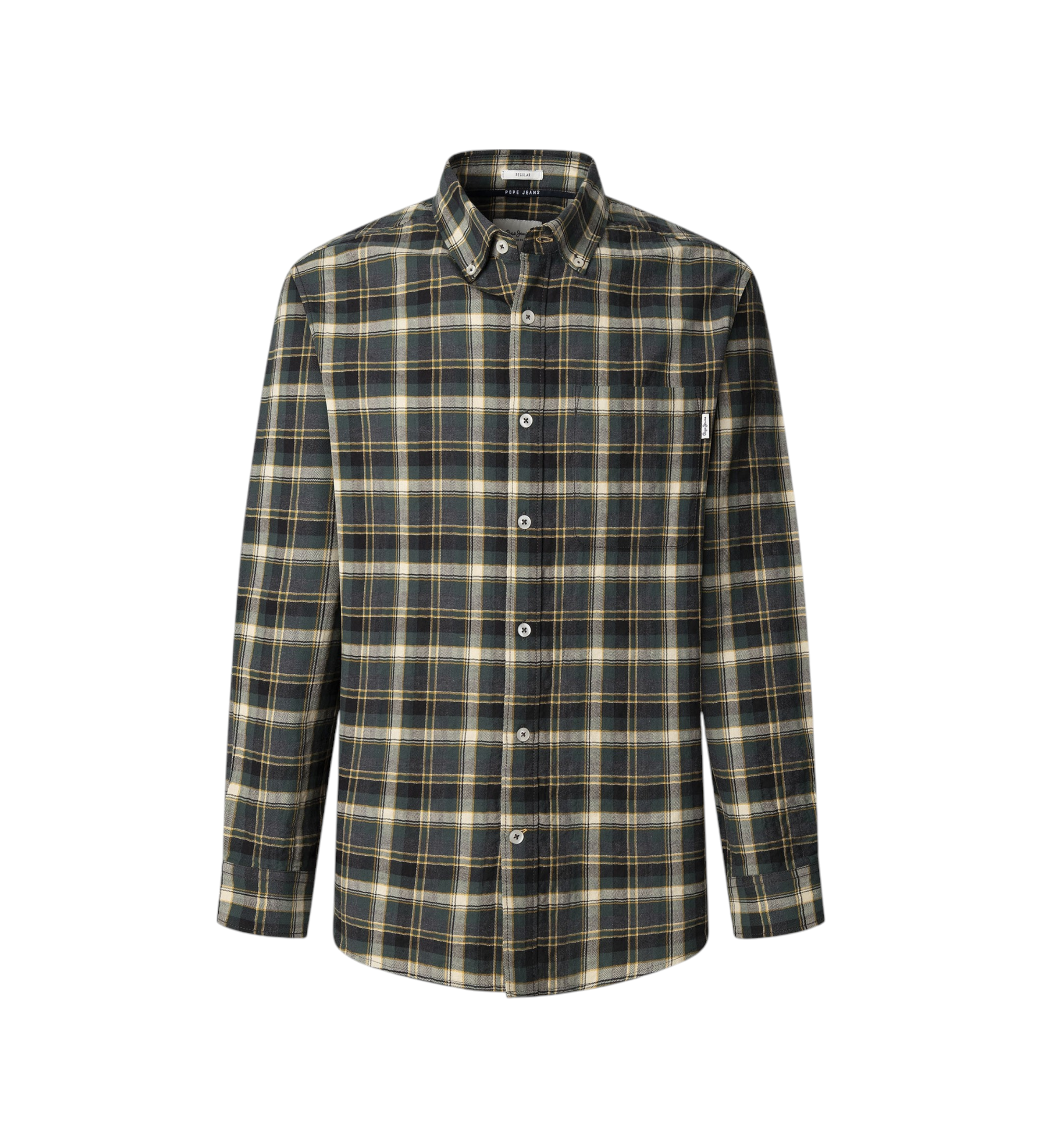 Pepe Jeans für Herren. PM308852 Aldo grünes Hemd (XL), Lässig, Baumwolle, Langarm