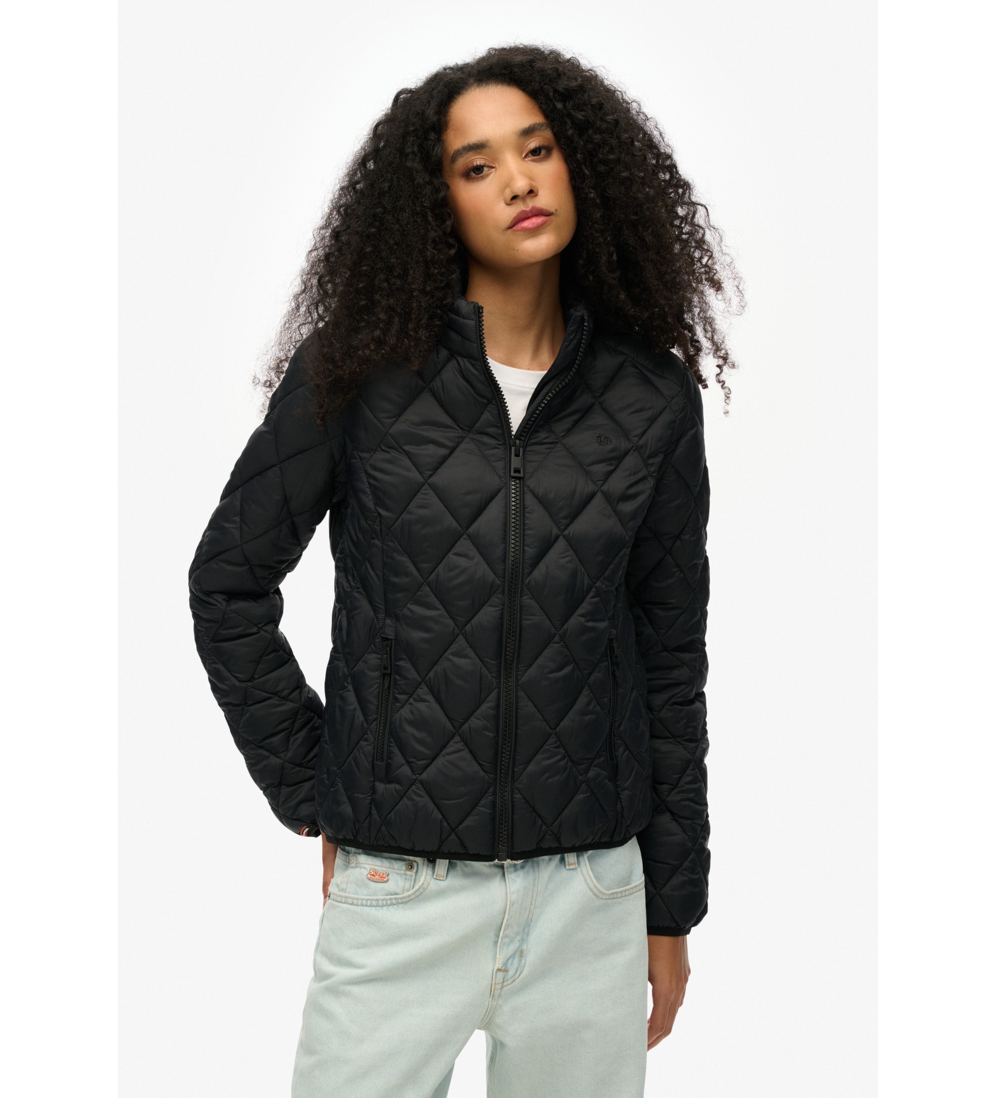 Superdry für Damen. W5011919A Diamond Quilt Fuji Lite Jacke schwarz (S), Lässig, Nylon