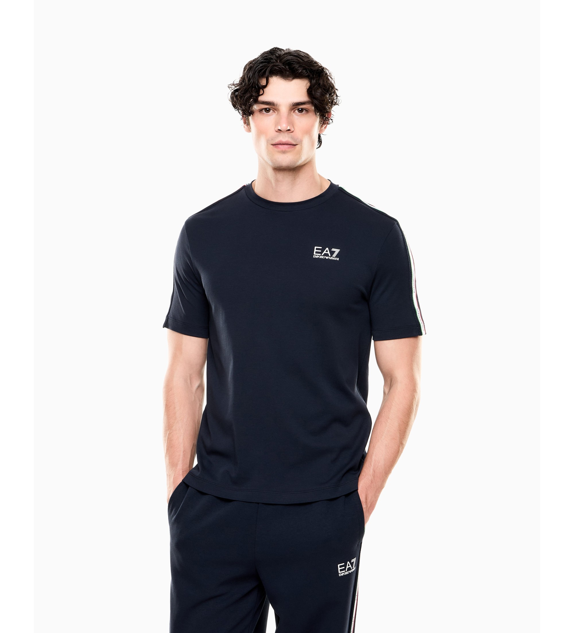 EA7 für Herren. 7M001861_AF12503 Italian Spirit T-shirt navy (S), Lässig, Baumwolle, Kurzarm, Marine