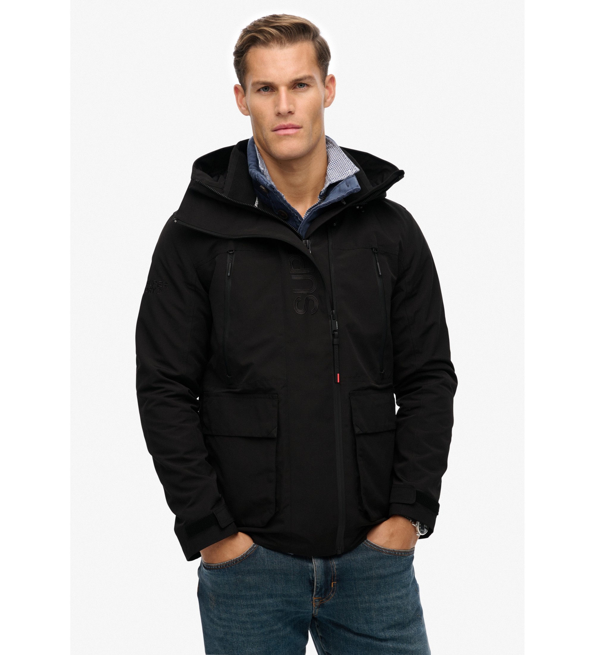 Superdry für Herren. M5012104A Ultimate Emb Windjacke schwarz (L), Lässig, Polyester
