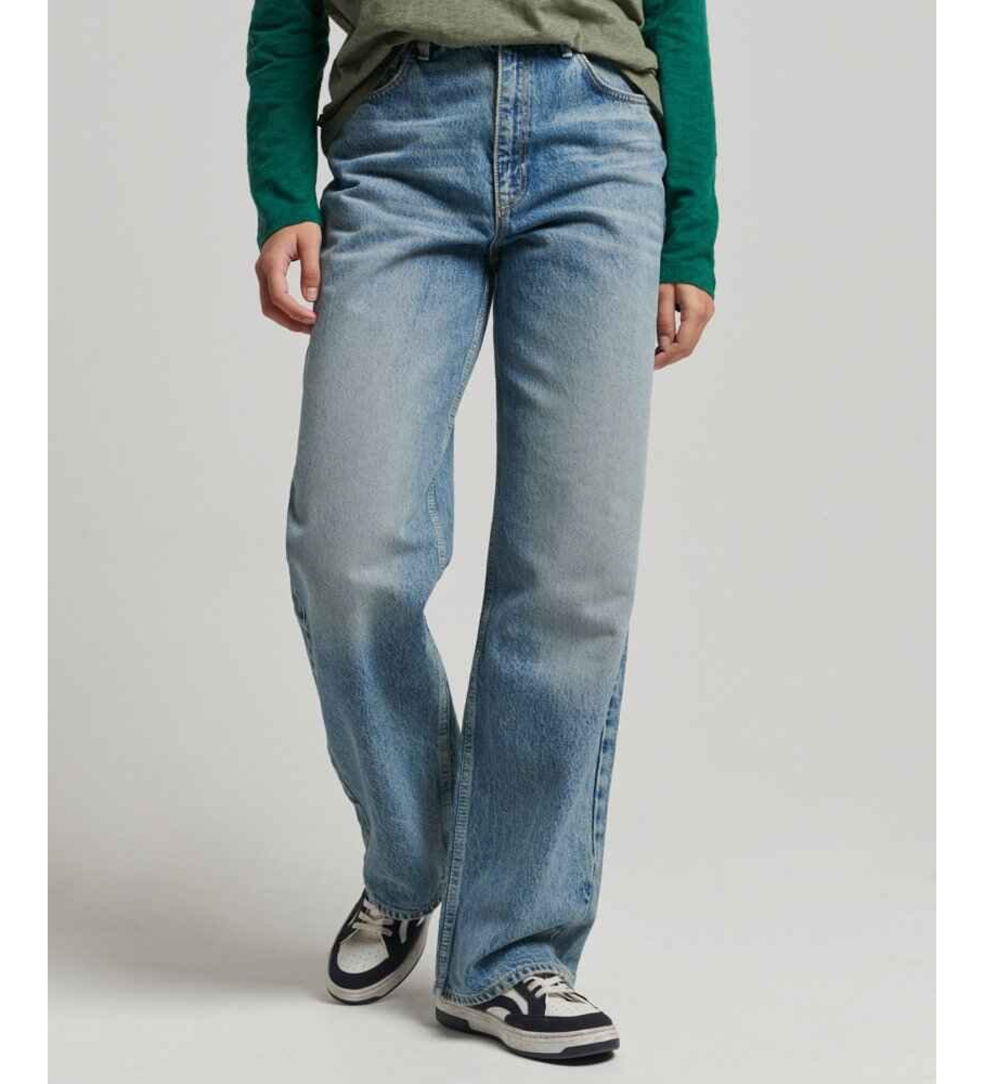 Superdry für Damen. W7010800A Blaue Jeans mit weitem Bein (32/30), Lässig, Denim, Bio-Baumwolle, Nachhaltig