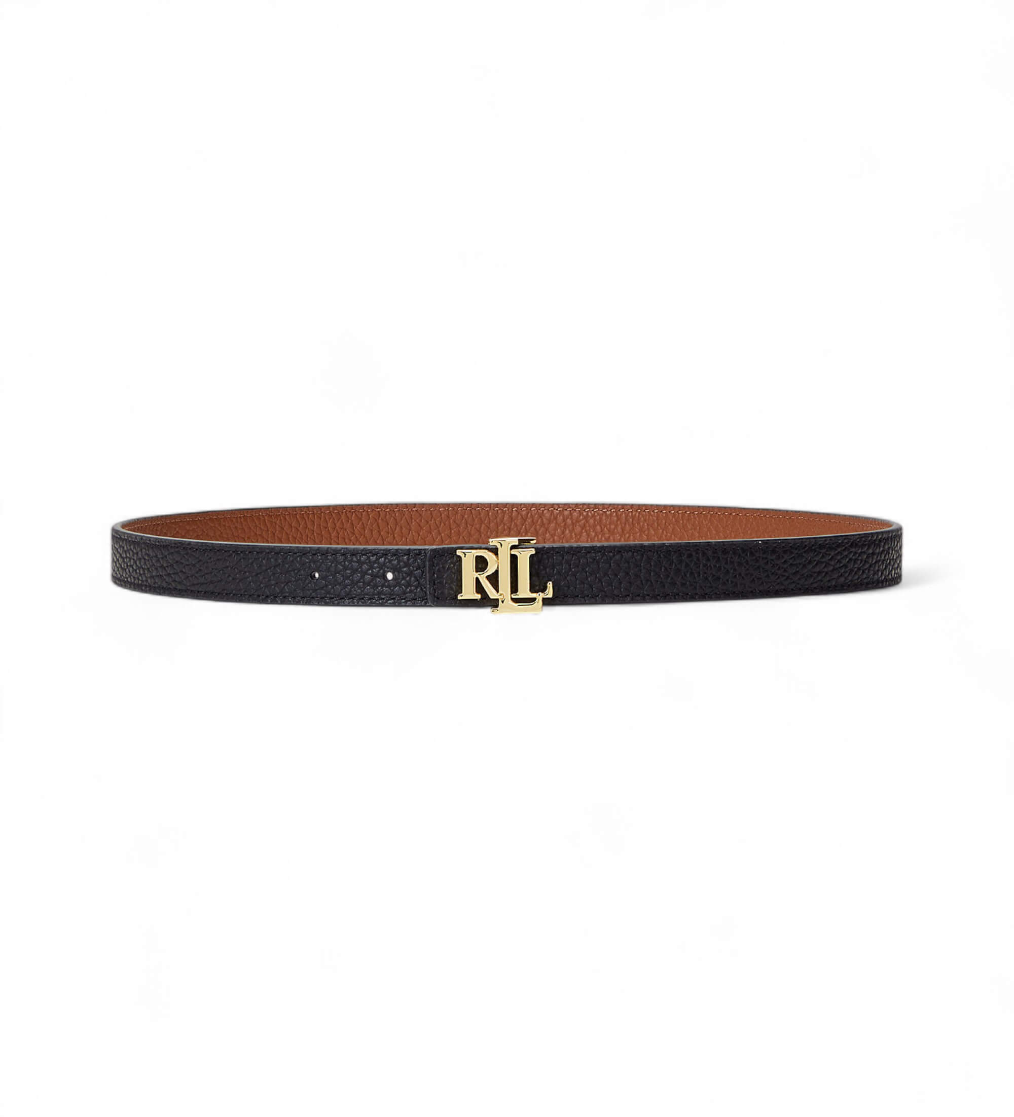 Lauren Ralph Lauren für Damen. 412912038001 Beidseitig tragbarer Ledergürtel mit schwarzem Logo (S), Braun, Lässig