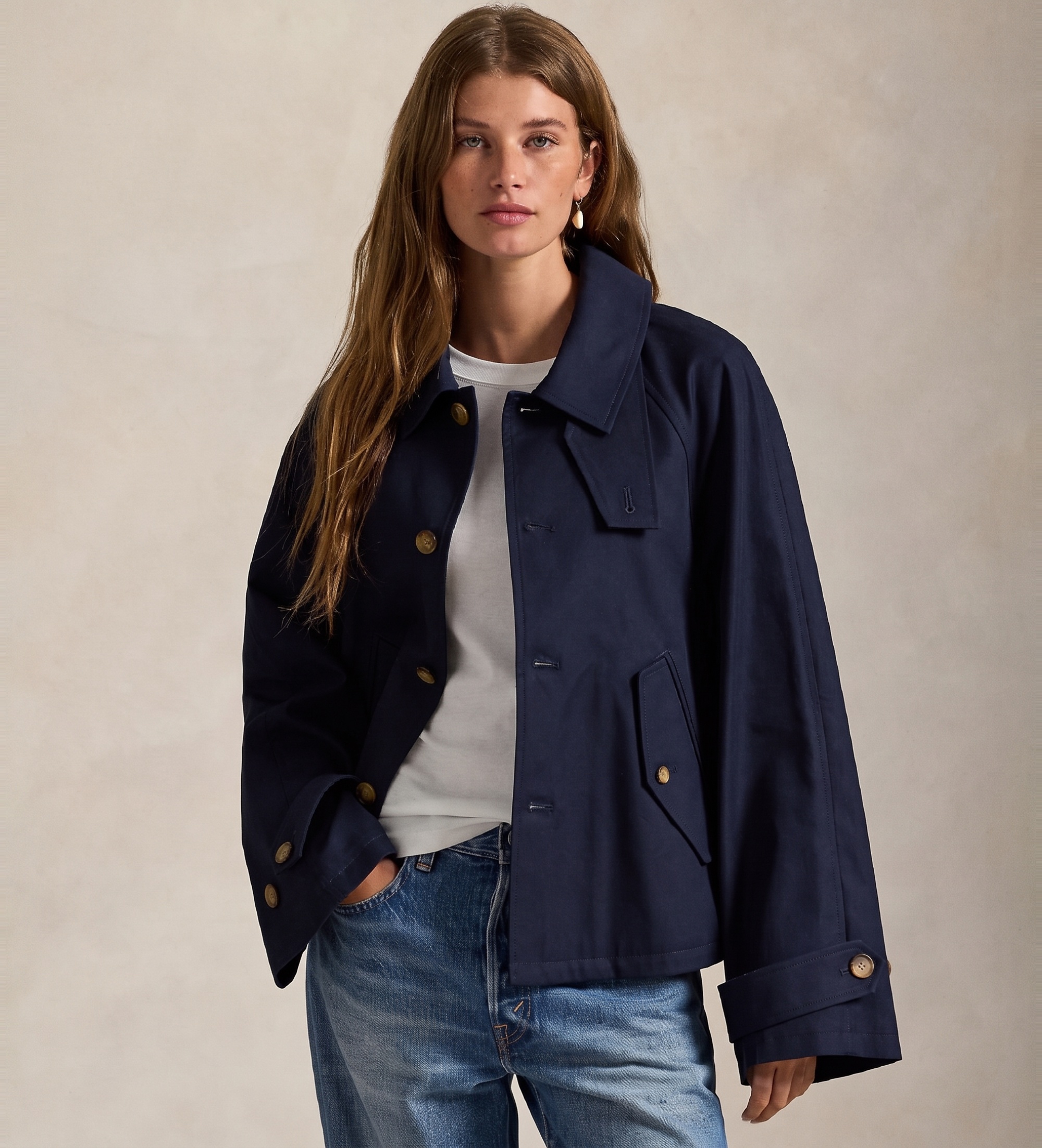 Polo Ralph Lauren für Damen. 211A93141003 Marineblaue Jacke aus Baumwollköper (XL), Lässig, Baumwolle