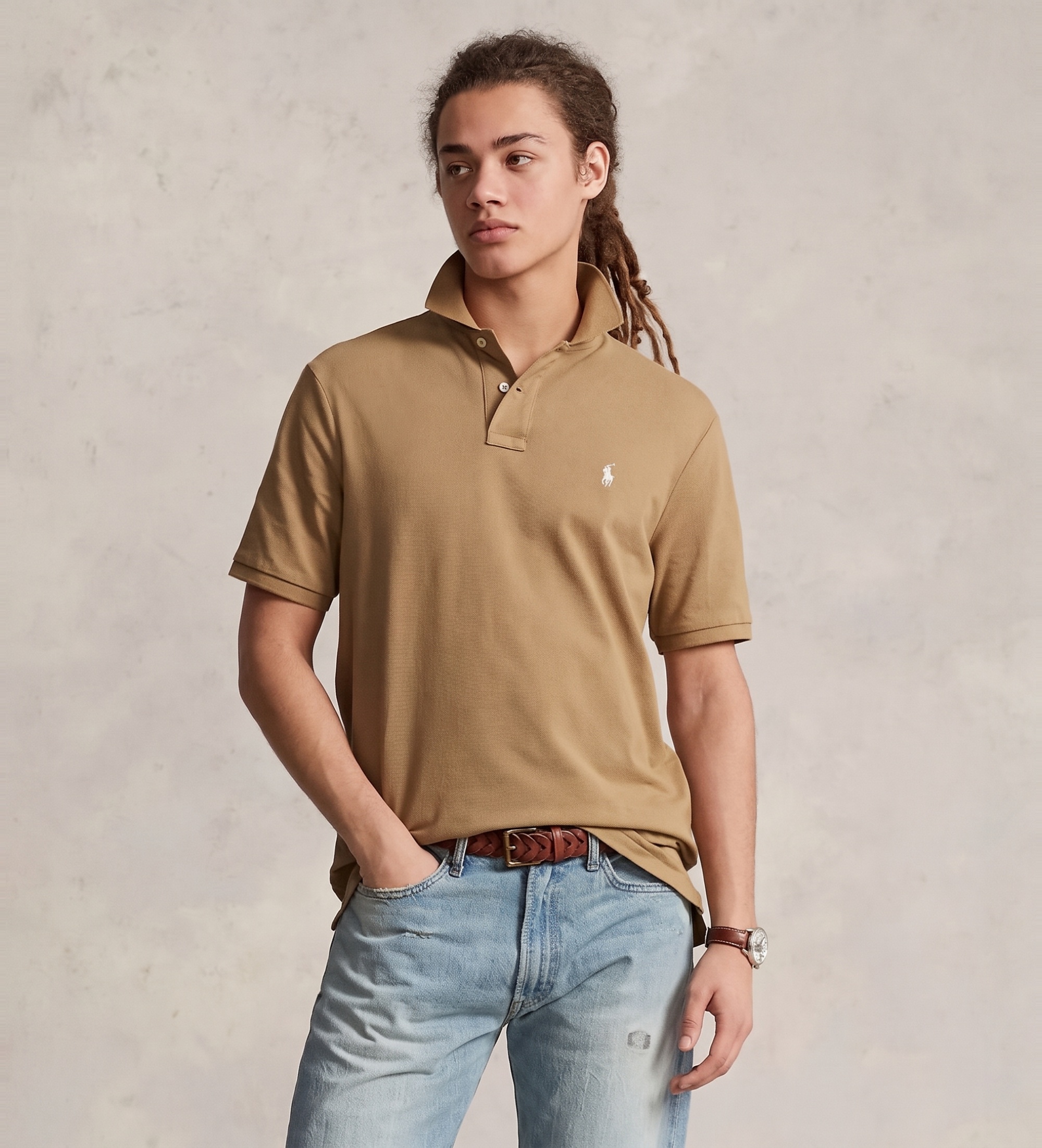 Polo Ralph Lauren für Herren. 710680784332 Das kultige braune Piqué-Poloshirt (XXL), Beige, Lässig, Baumwolle, Kurzarm