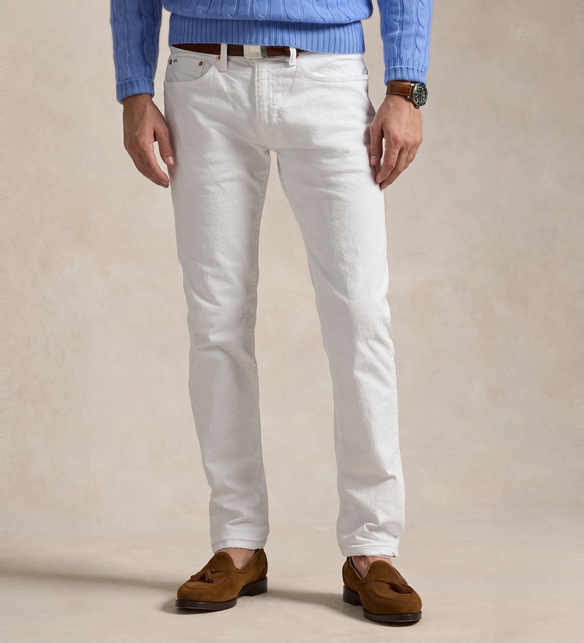 Polo Ralph Laurenvoor mannen. 710956083002 Jeans Sullivan Slim Fit elastisch wit (30/34), Casual, Katoen