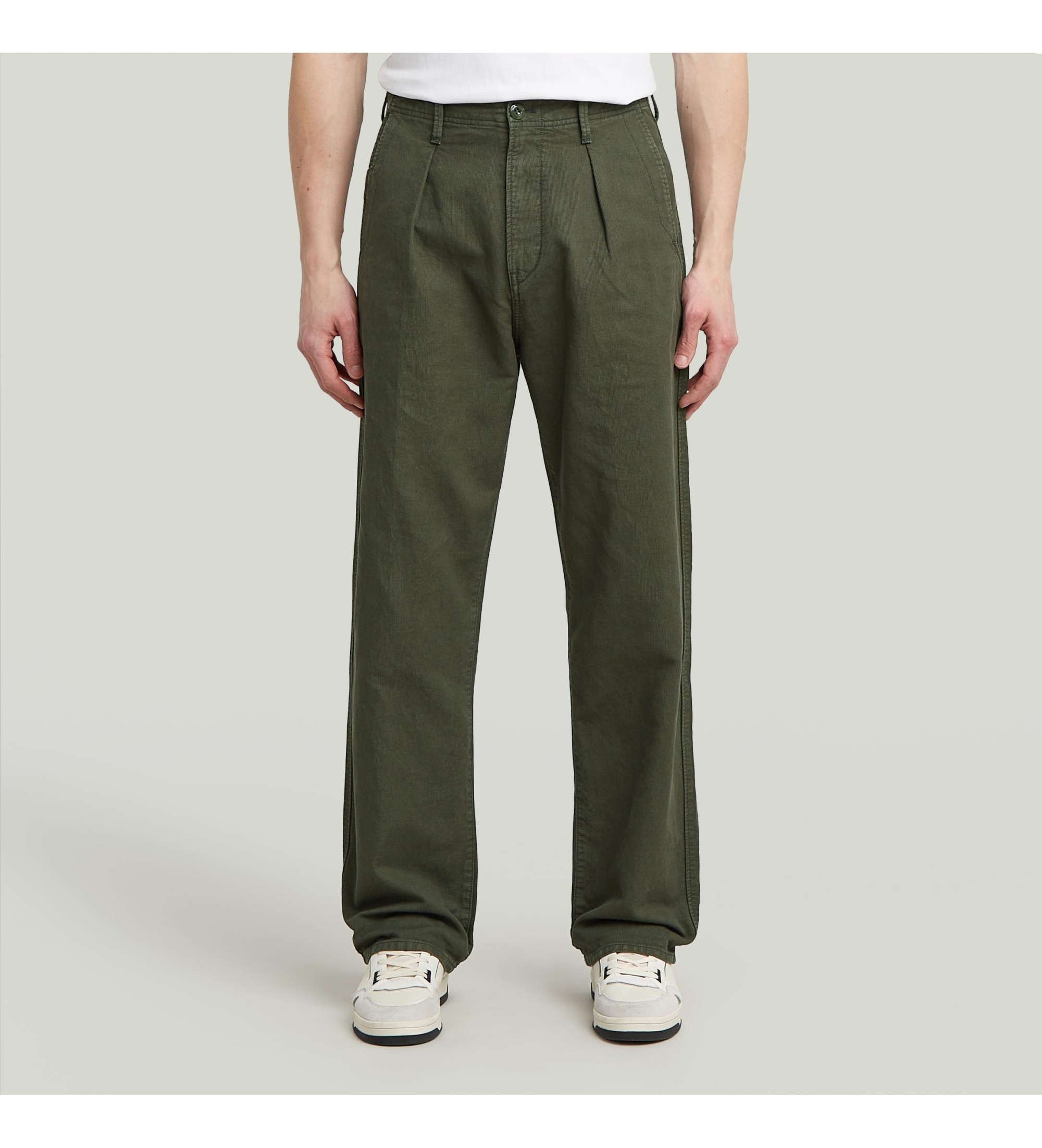 G-Star für Herren. D26126-D752-B575 Plissierte Chino Entspannte grüne Hose (34/36), Lässig, Baumwolle