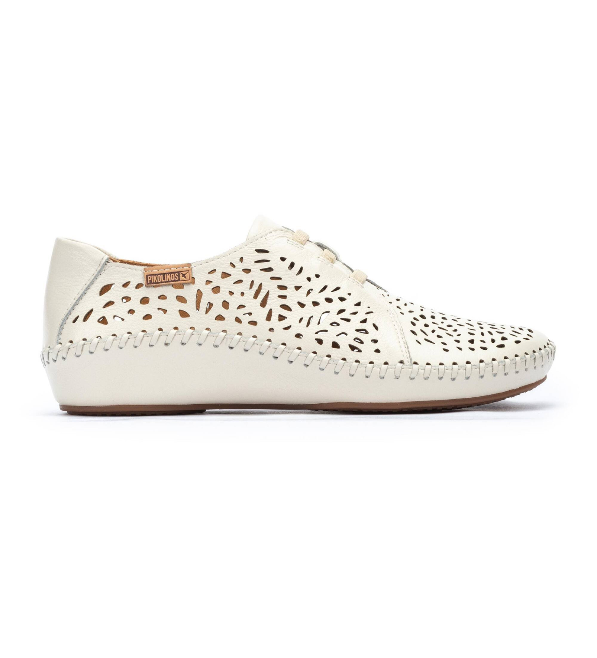 Pikolinos für Damen. 655-4783 P.Vallarta off-white Lederschuhe (37), Weiß, Wohnung, 1 bis 3 cm, Schnürsenkel, Lässig